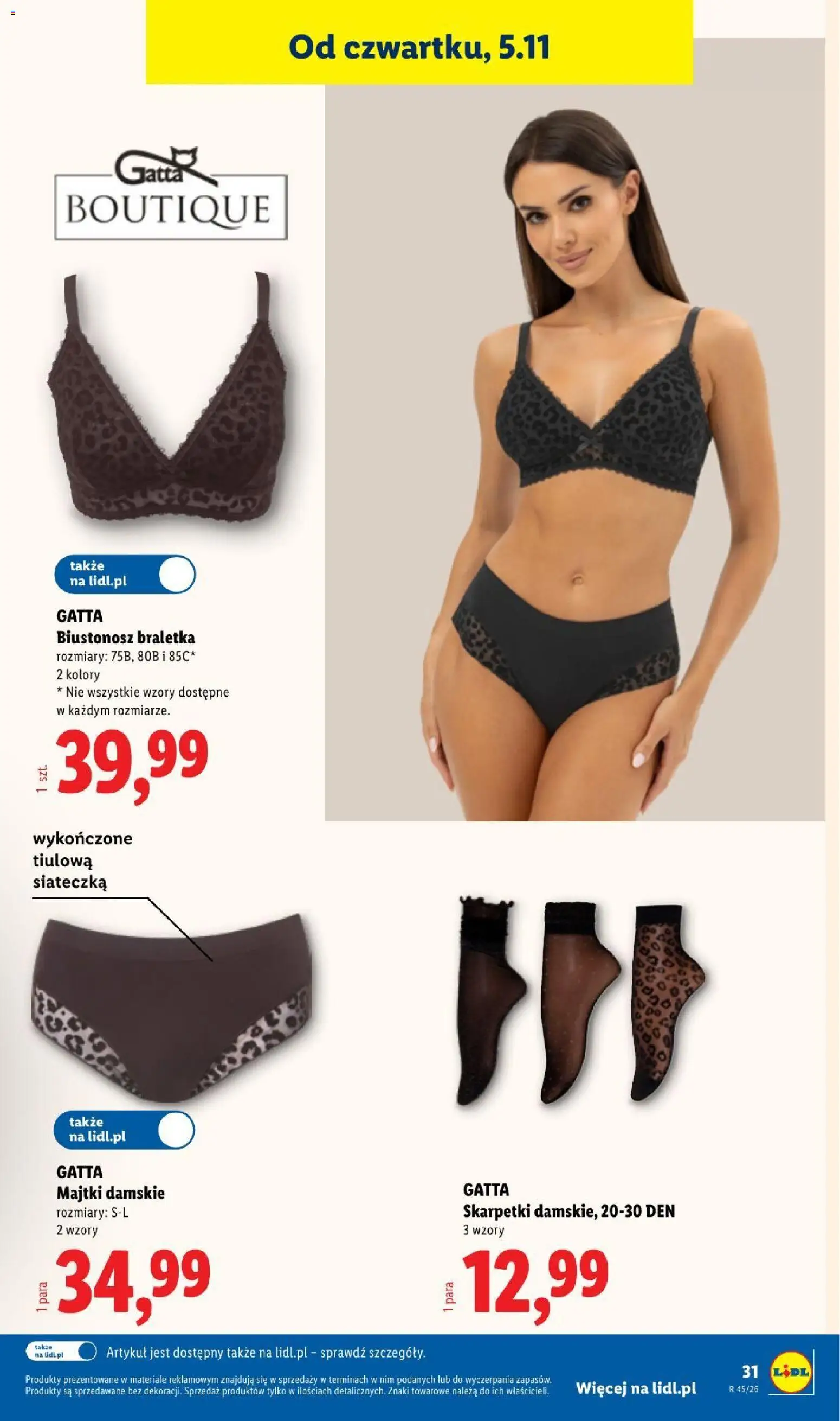 Lidl Katalog od 02.11.2026 | Strona: 37 | Produkty: Majtki, Biustonosz, Skarpetki, Gatta