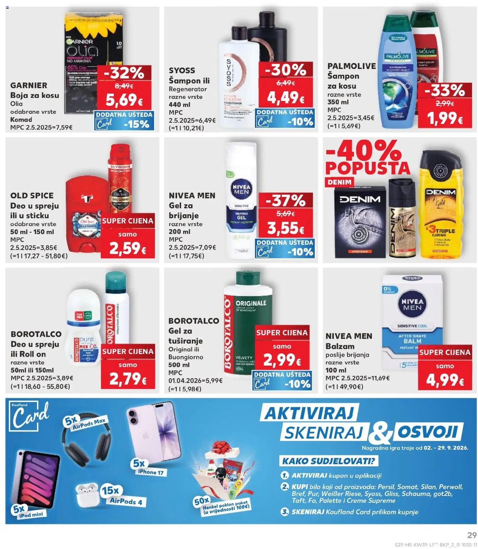 Kaufland katalog | vrijedi od 23.09.2026 | Stranica: 29 | Proizvodi: Šampon, Boja za kosu, Igra, Borotalco