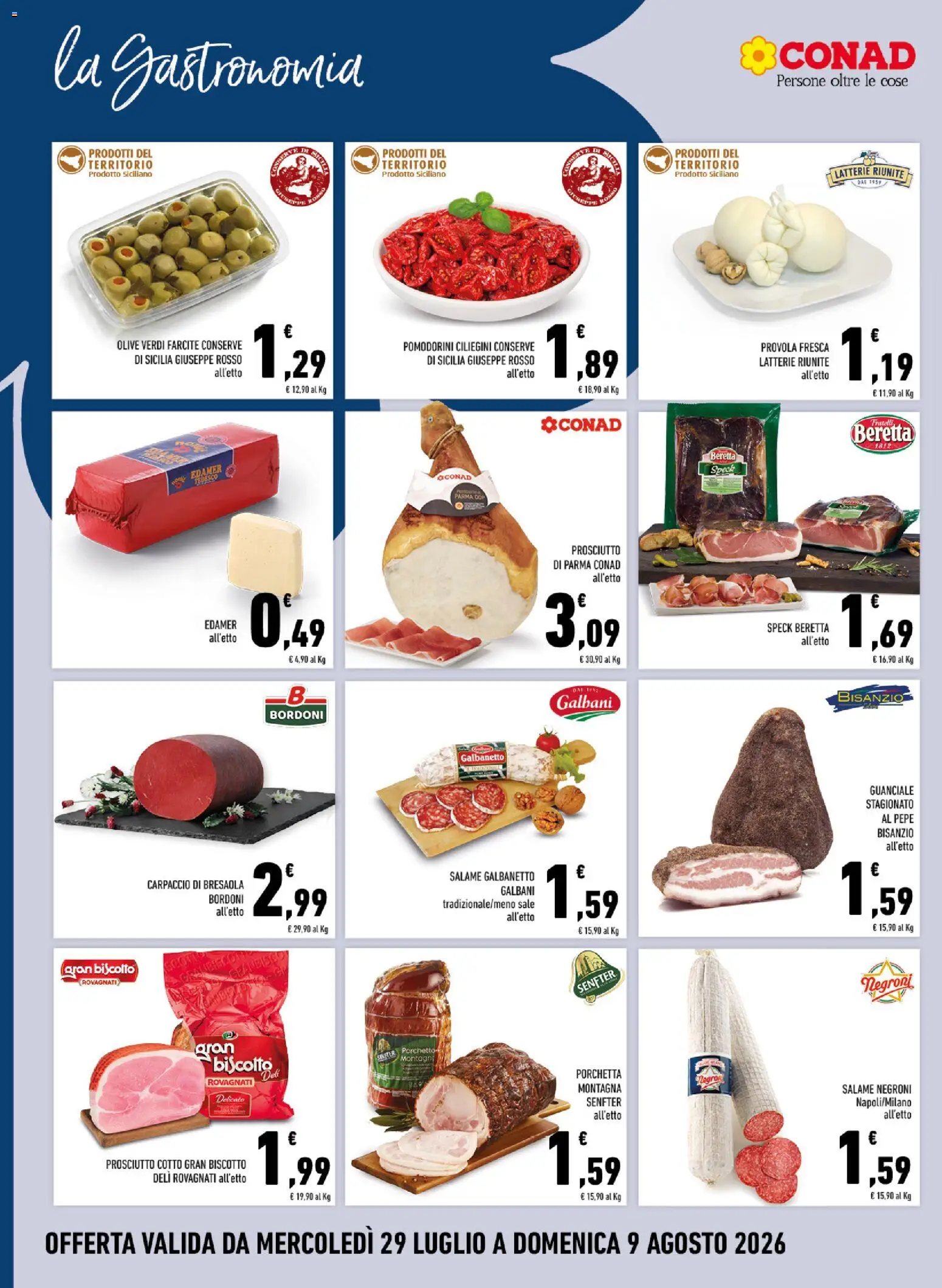 Volantino Conad del 29/07/2026 | Pagina: 4 | Prodotti: Pomodorini, Bresaola, Pepe, Guanciale