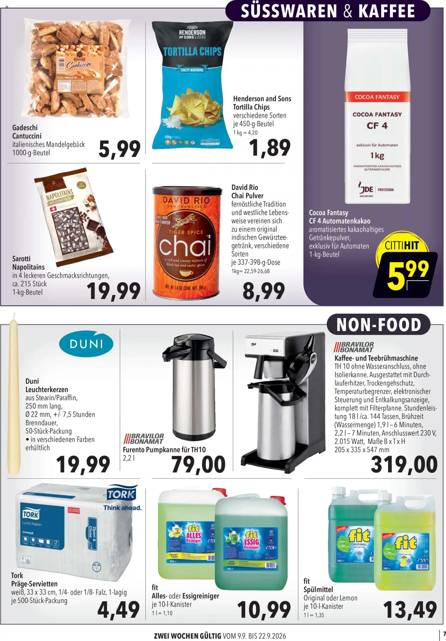 CITTI Markt Aktuelle Angebote für Profis – gültig ab 09.09.2026 | Seite: 7 | Produkte: Süßwaren, Kaffee, Essig, Chips