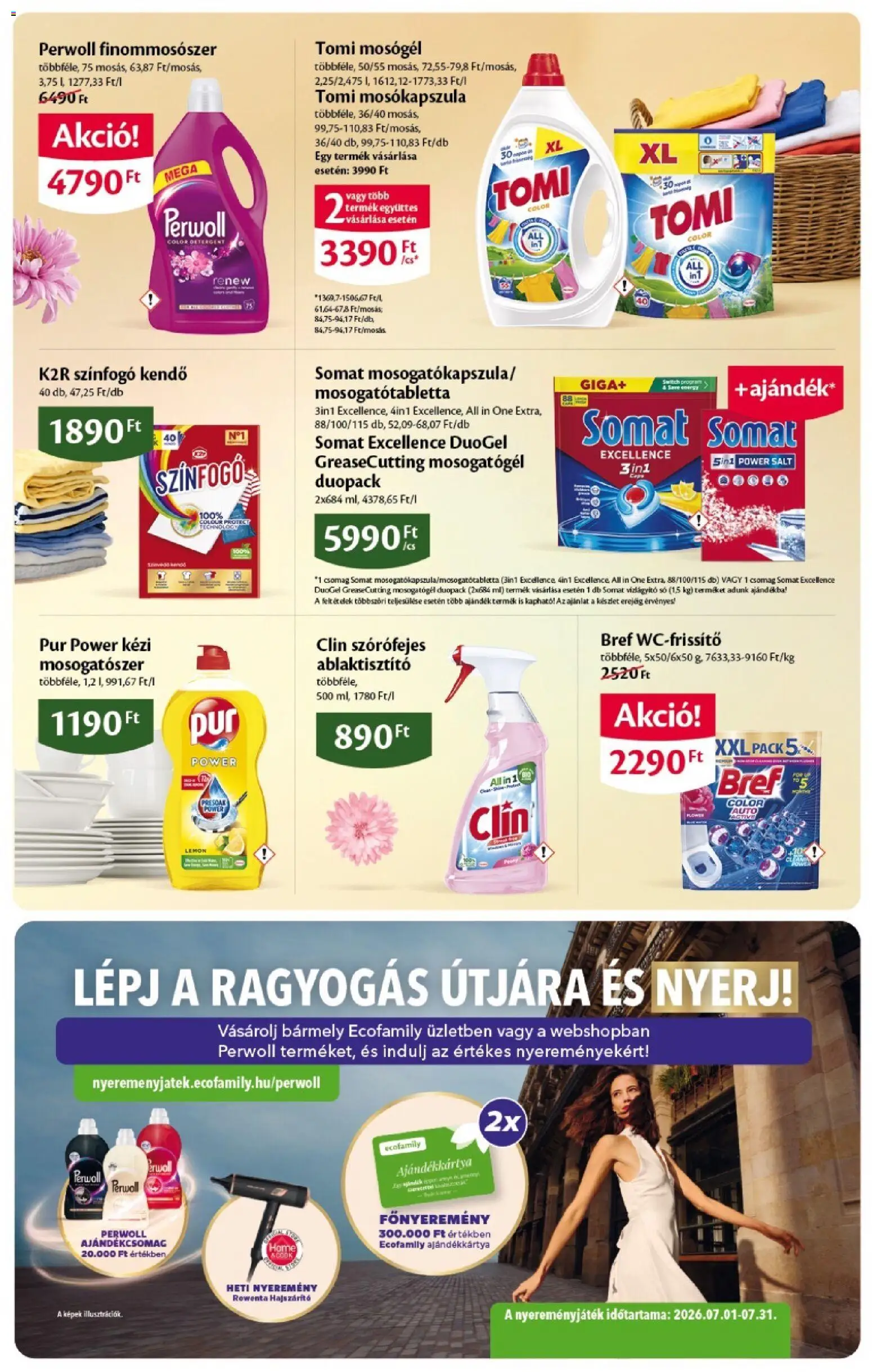 EcoFamily akciós ujság - amely érvényes a következő dátumtól: 2026.07.09. | Oldal: 13 | Termékek: Kendő, Somat, Mosókapszula, Só