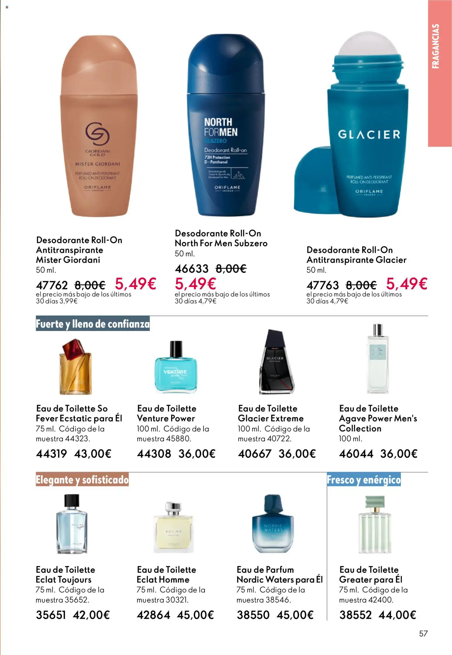 Oriflame - Catálogo Campaña 4 │ válido desde el 11.03.2026 | Página: 57 | Productos: Eau de toilette, Desodorante, Antitranspirante, Eau de parfum