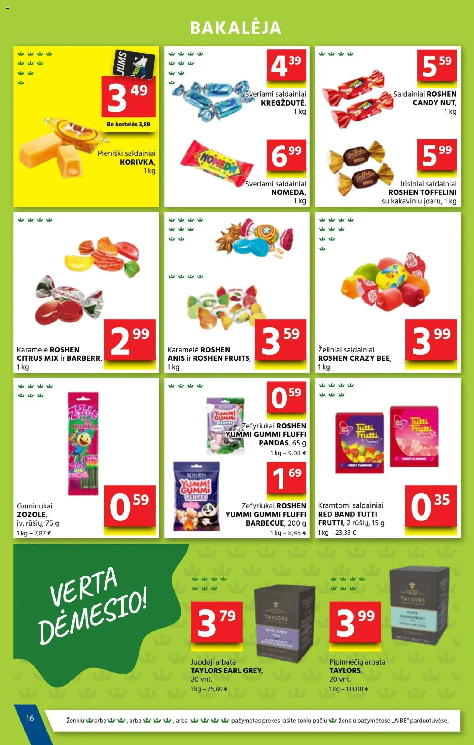 AIBE akcijos nuo 2026.09.03 | Puslapis: 16 | Prekių: Juodoji arbata, Arbata, Guminukai, Saldainiai