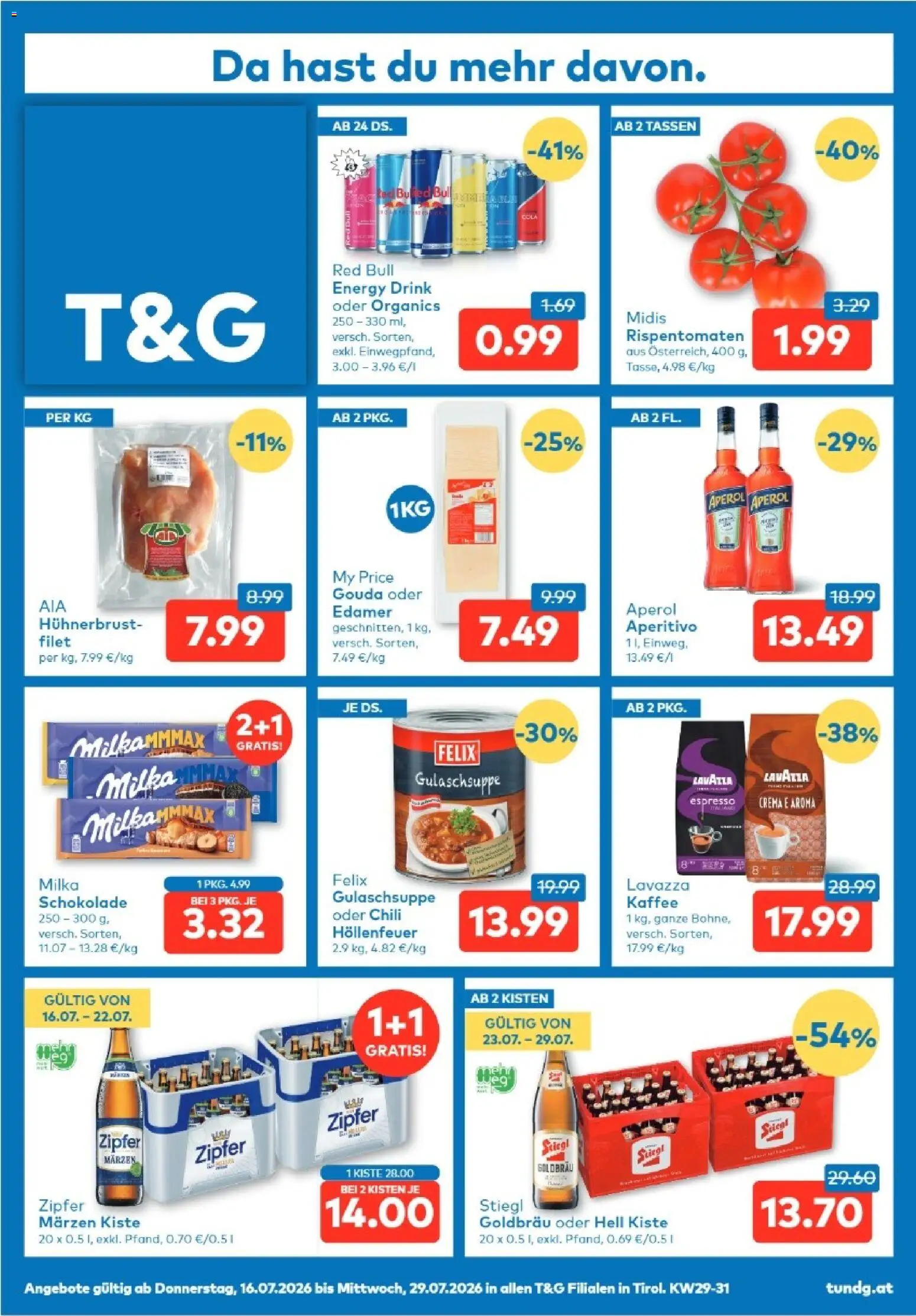 T&G Tirol gültig ab 16.07.2026 | Seite: 1 | Produkte: Chili, Kaffee, Schokolade