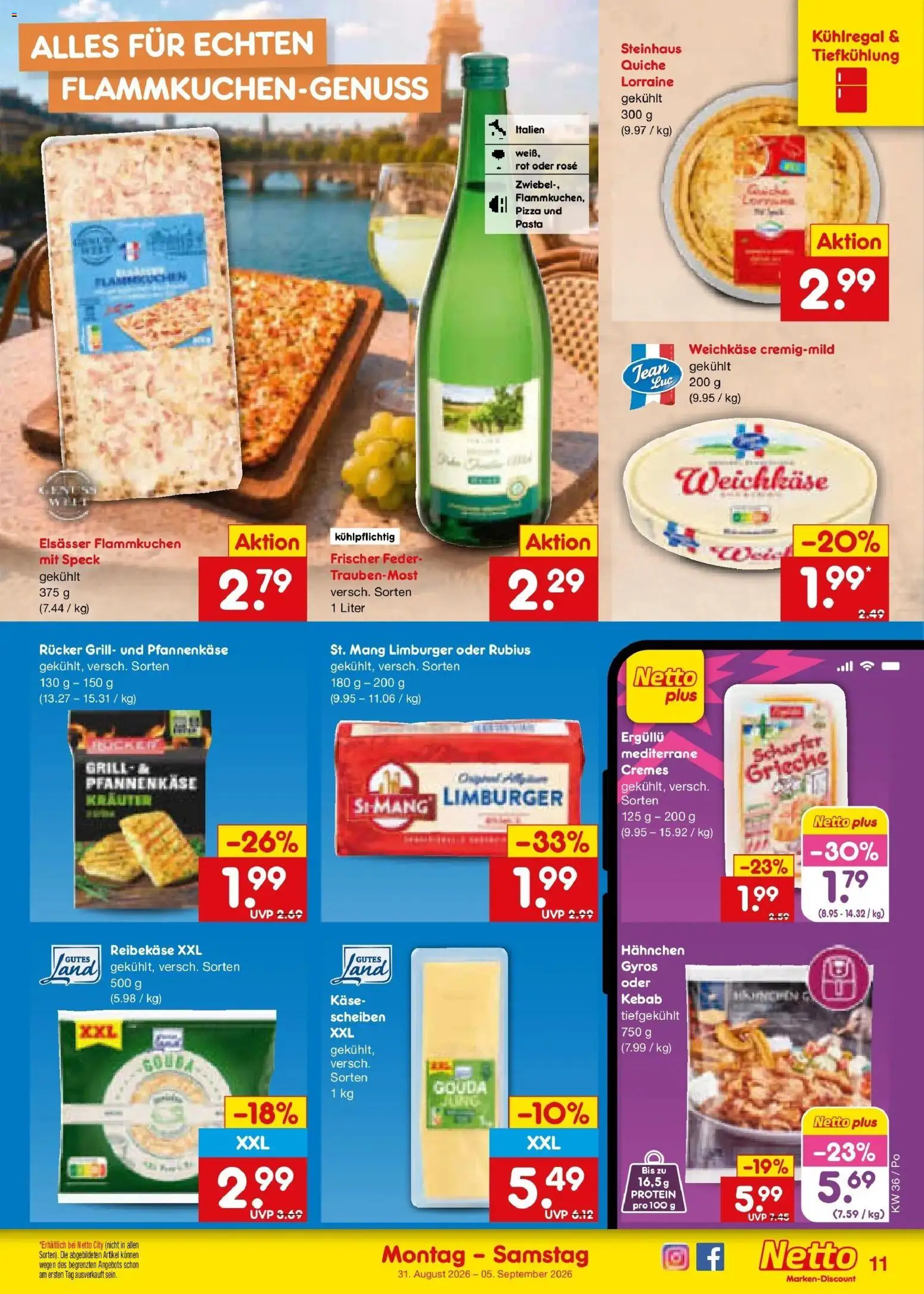 Netto Marken-Discount Prospekt Selb (ab 31.08.2026) » Angebote | Seite: 13 | Produkte: Gouda, Pasta, Pizza, Reibekase