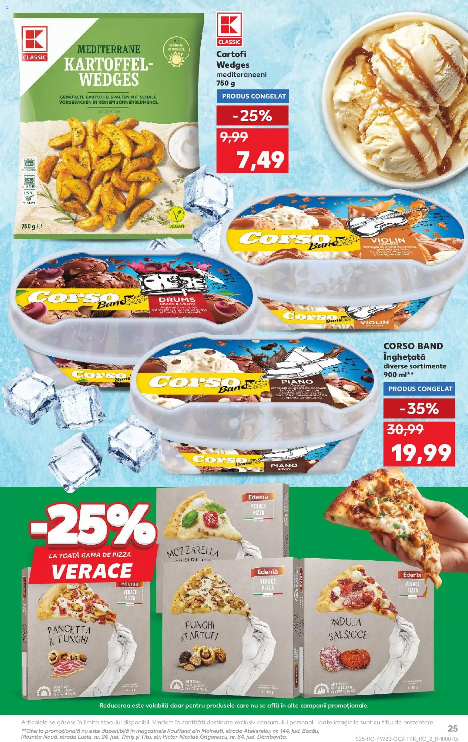 Noul catalog Kaufland – valabil de la 27.05.2026 | Pagină: 25 | Produse: Mozzarella, Pizza, Înghețată, Cartofi