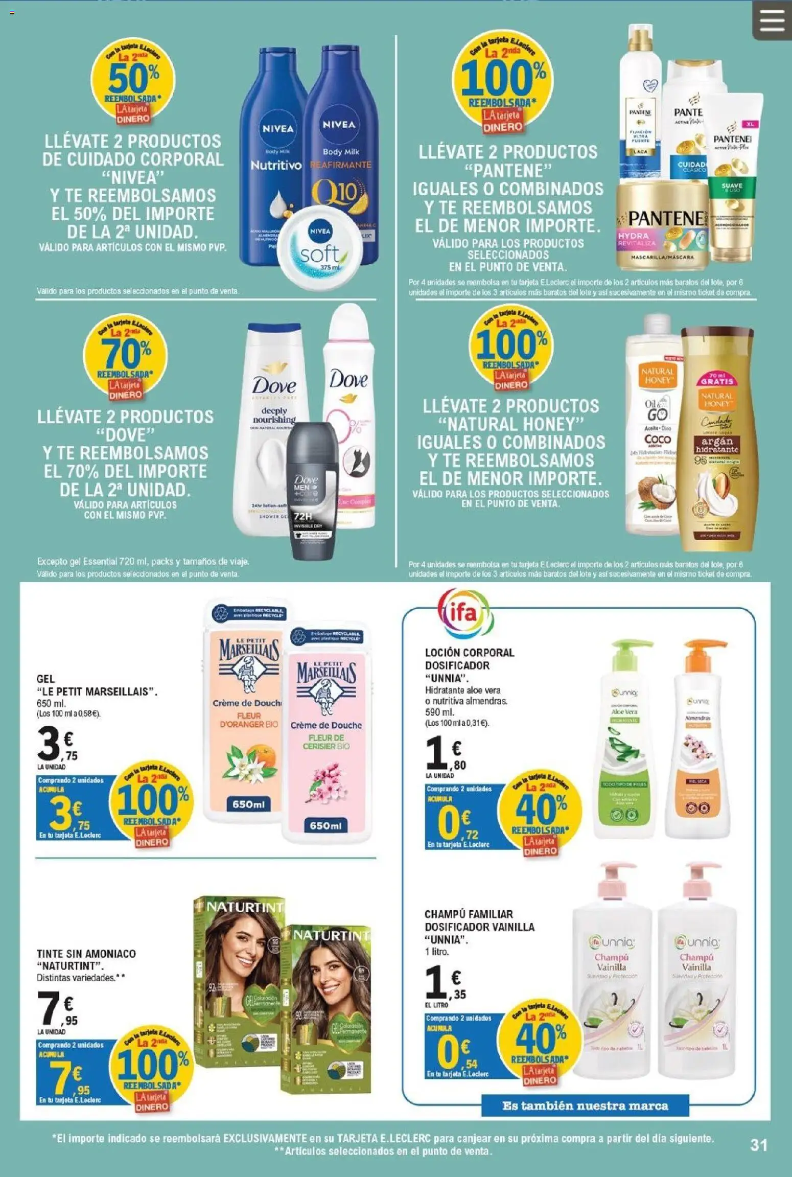E.Leclerc folleto │ válido desde el 26/08/2026 | Página: 31 | Productos: Tinte, Loción corporal, Té, Almendras