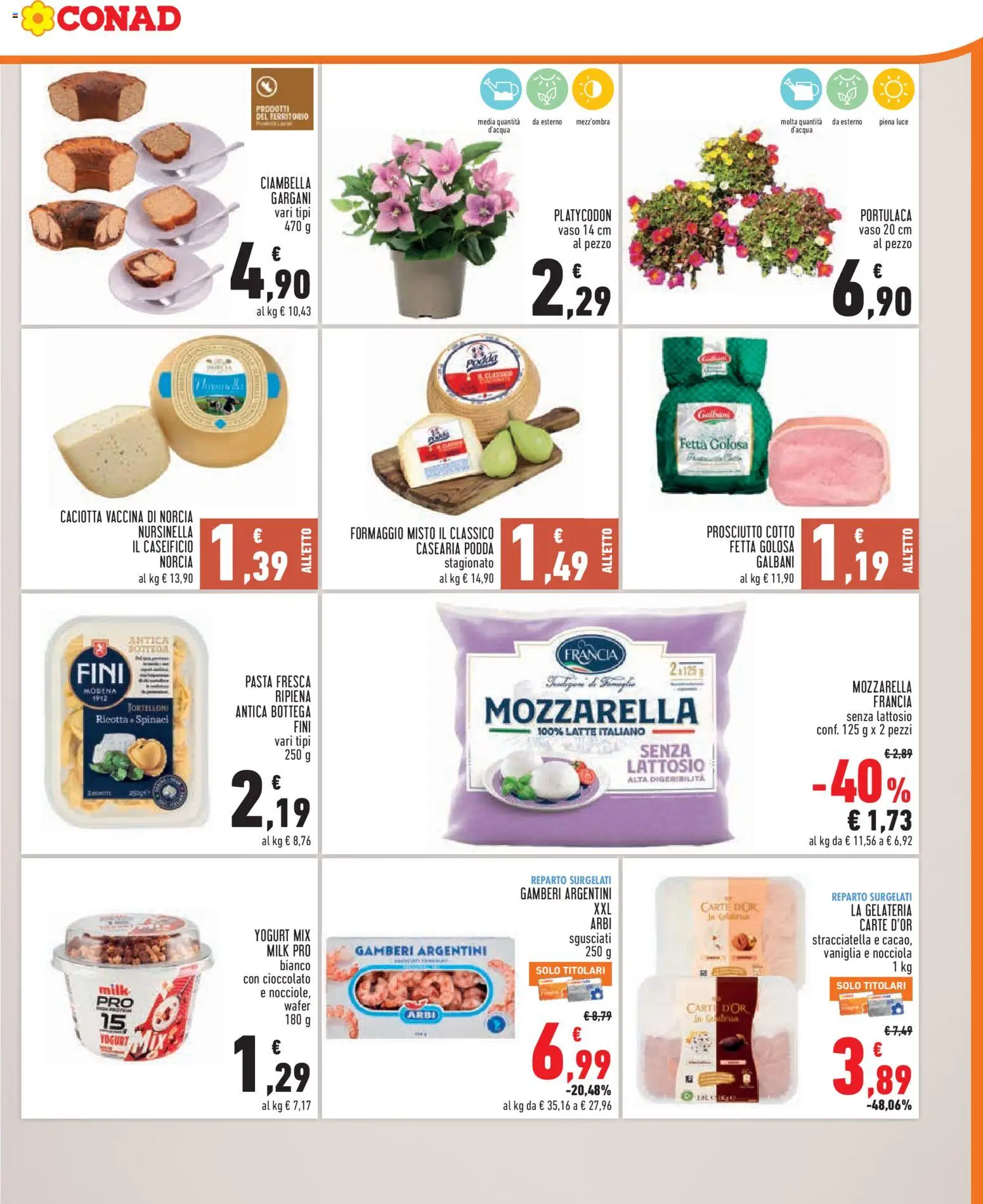 Volantino Conad del 08/07/2026 | Pagina: 3 | Prodotti: Gamberi, Prosciutto, Ricotta, Stracciatella