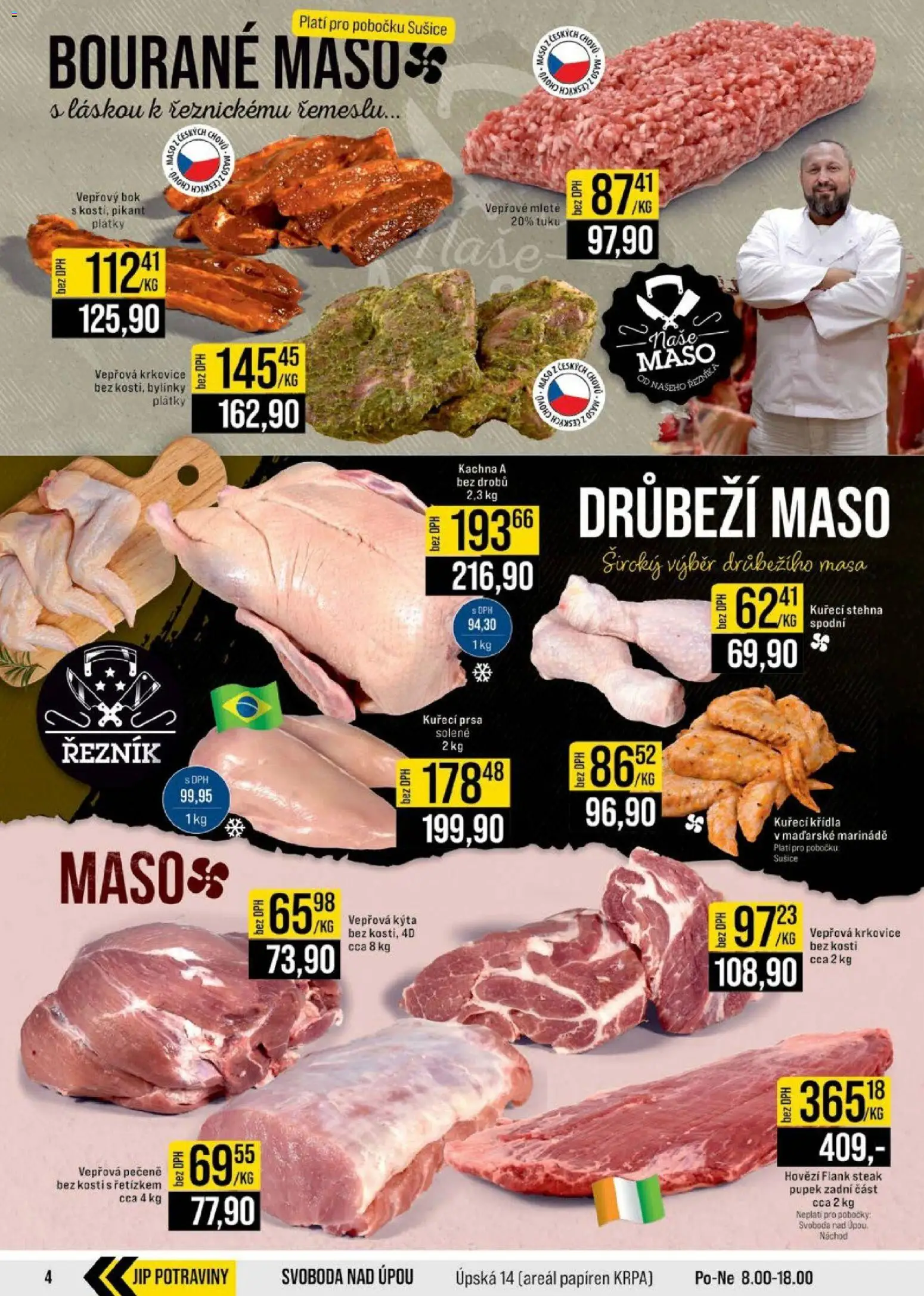 Jip leták - Cash & Carry od 01.07.2026 | Strana: 4 | Produkty: Hovězí, Steak, Vepřová Kýta, Vepřová krkovice
