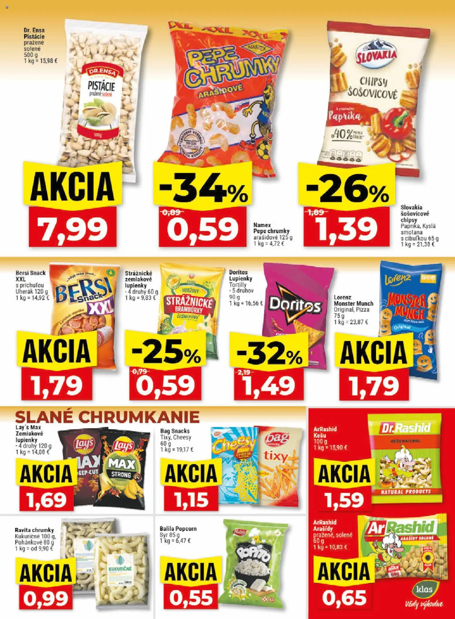 Nové Klas akcie – leták je platný od 27.07.2026 | Strana: 20 | Produkty: Paprika, Pizza, Arašidy, Pistácie