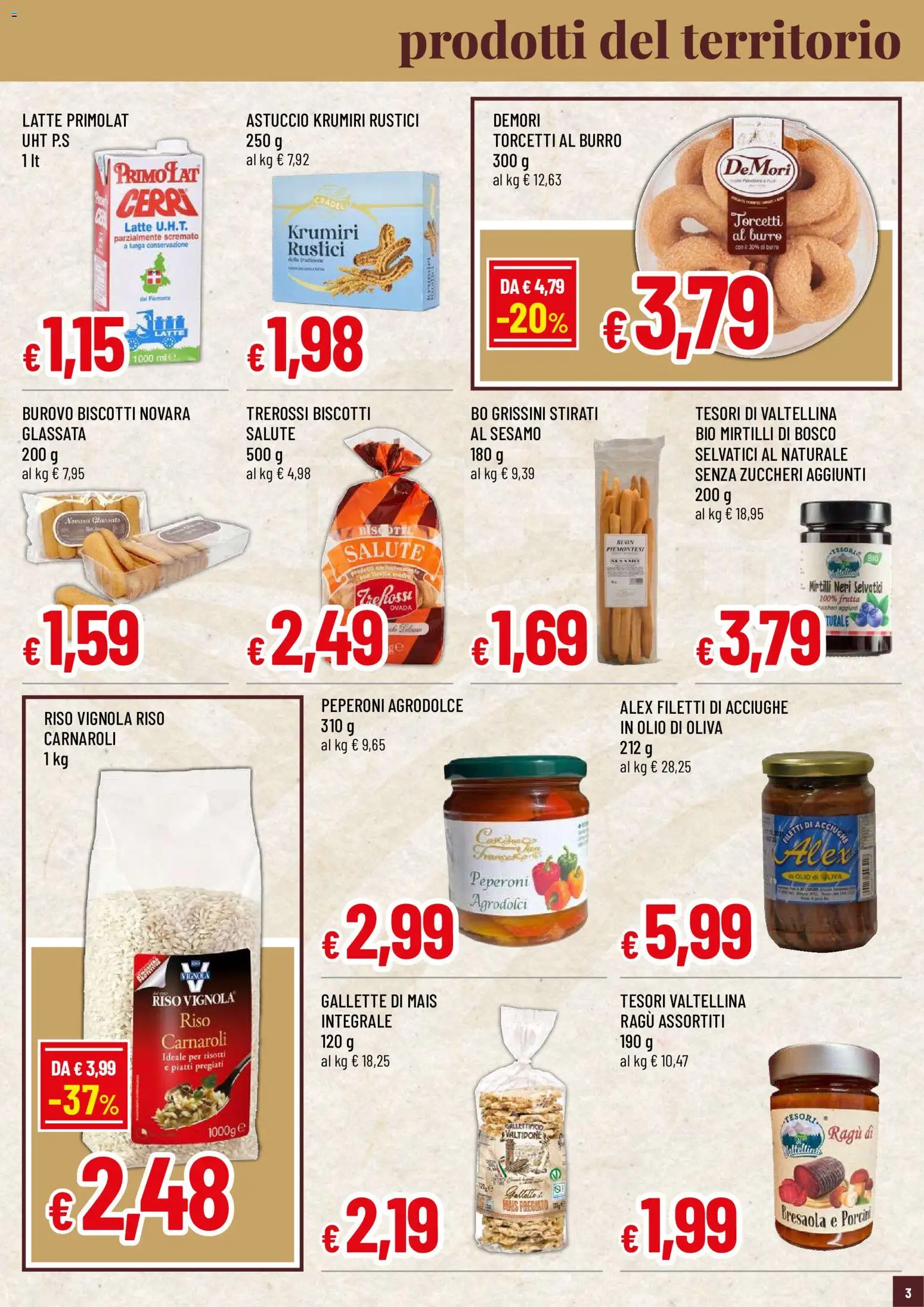 Volantino Famila del 04.06.2026 | Pagina: 3 | Prodotti: Biscotti, Latte, Burro, Acciughe