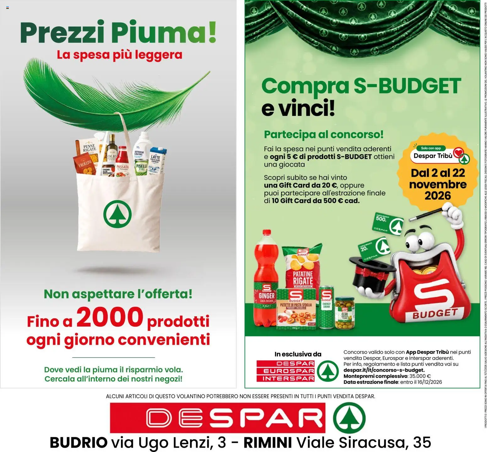 Volantino Despar del 29/10/2026 | Pagina: 8 | Prodotti: Pasta sfoglia, Latte, Pasta, Piselli