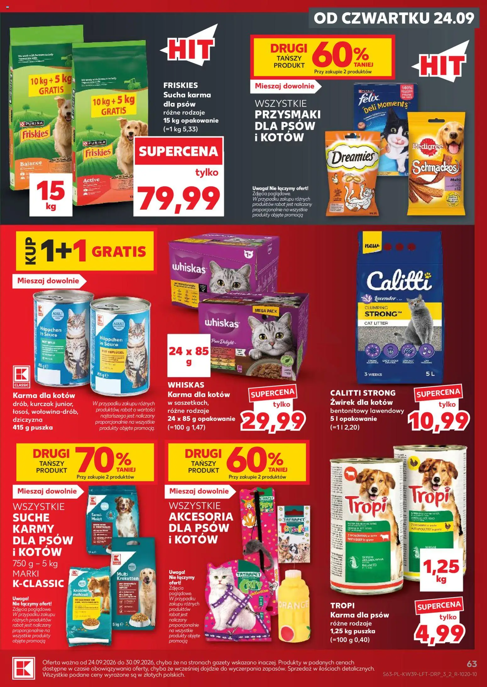 Kaufland Polsko leták od 24.09.2026 | Strana: 63 | Produkty: Felix, Purina, Whiskas, Pedigree