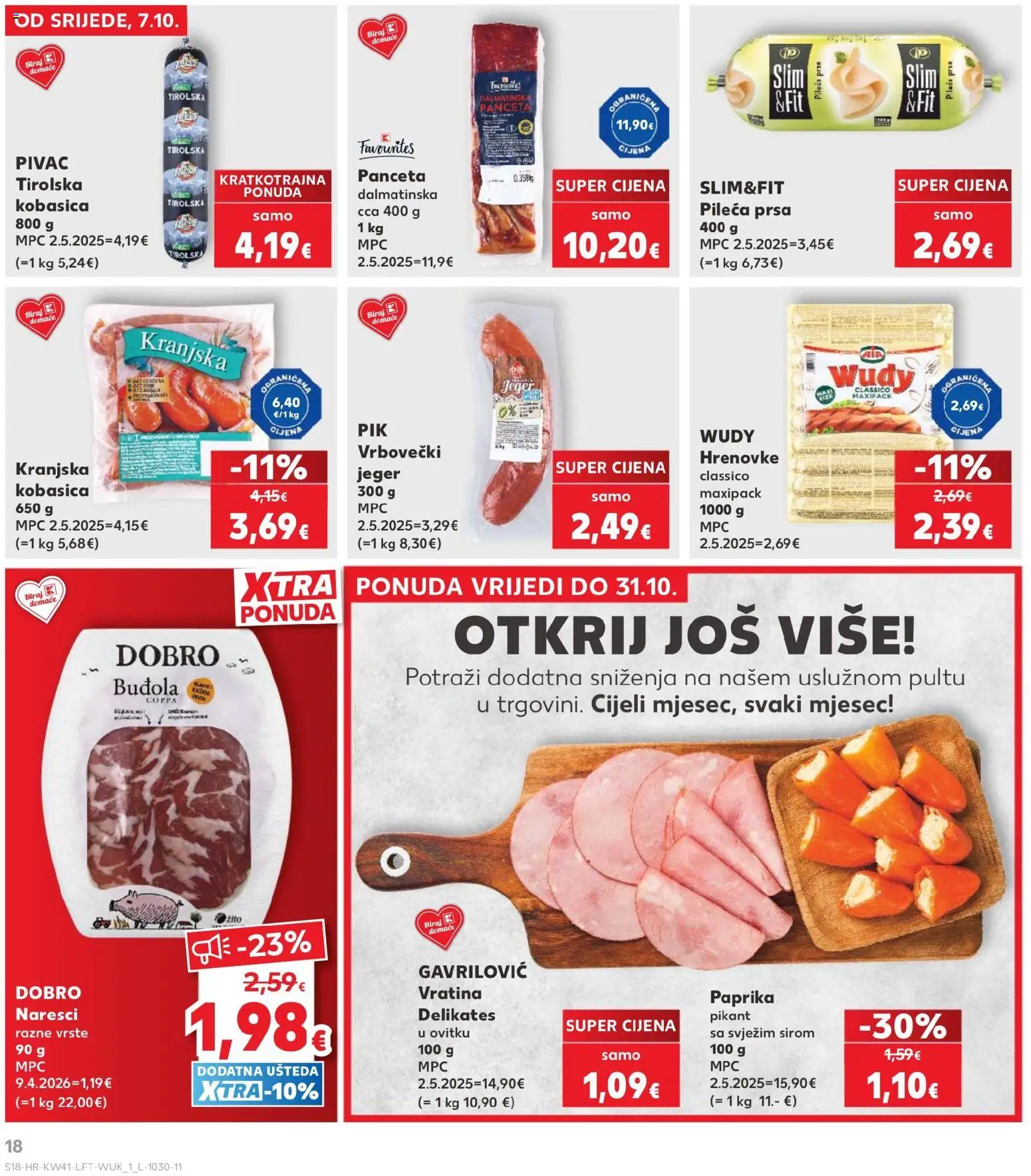 Kaufland katalog | vrijedi od 07.10.2026 | Stranica: 18 | Proizvodi: Jeger, Kranjska kobasica, Paprika, Kobasica