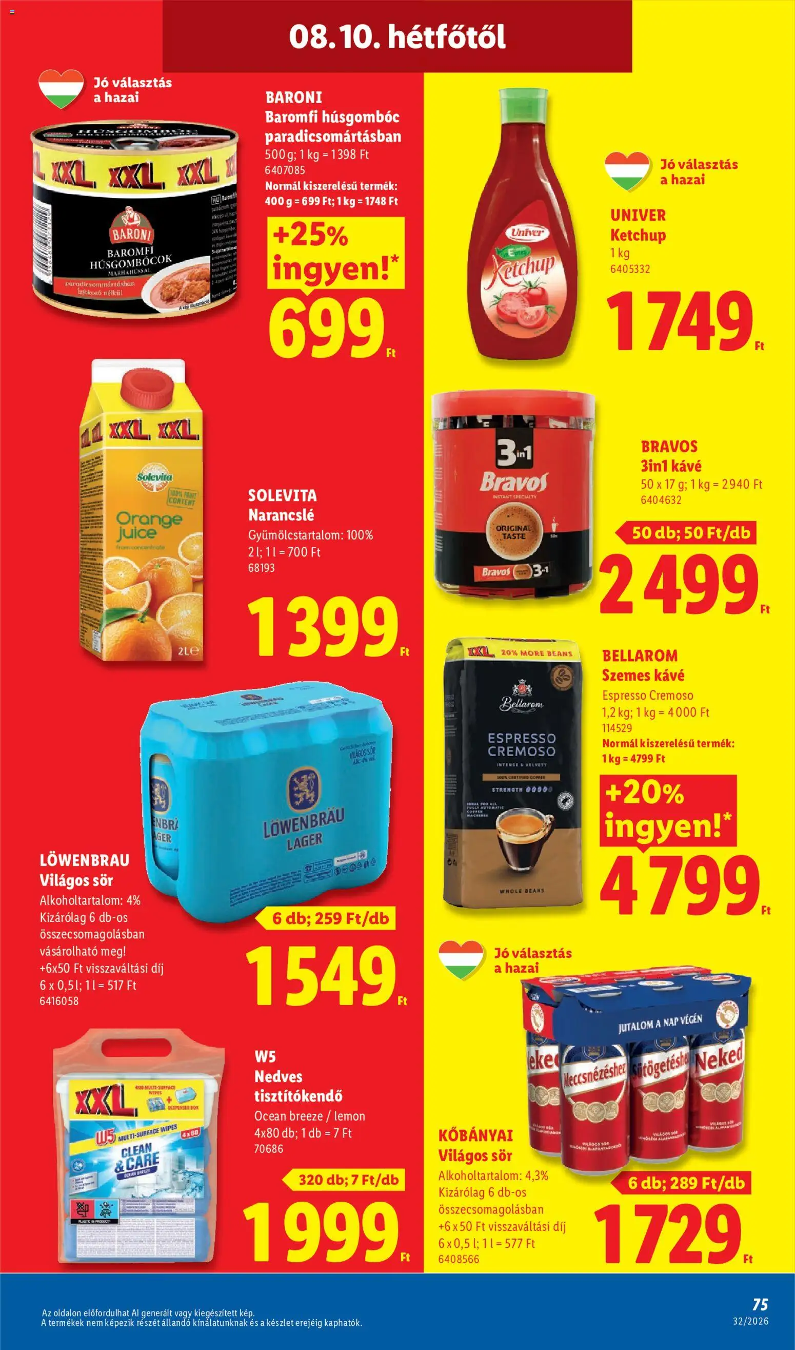 Lidl akciós ujság - amely érvényes a következő dátumtól: 2026.08.06. | Oldal: 75 | Termékek: Solevita, Sör, Szemes kávé, Narancslé