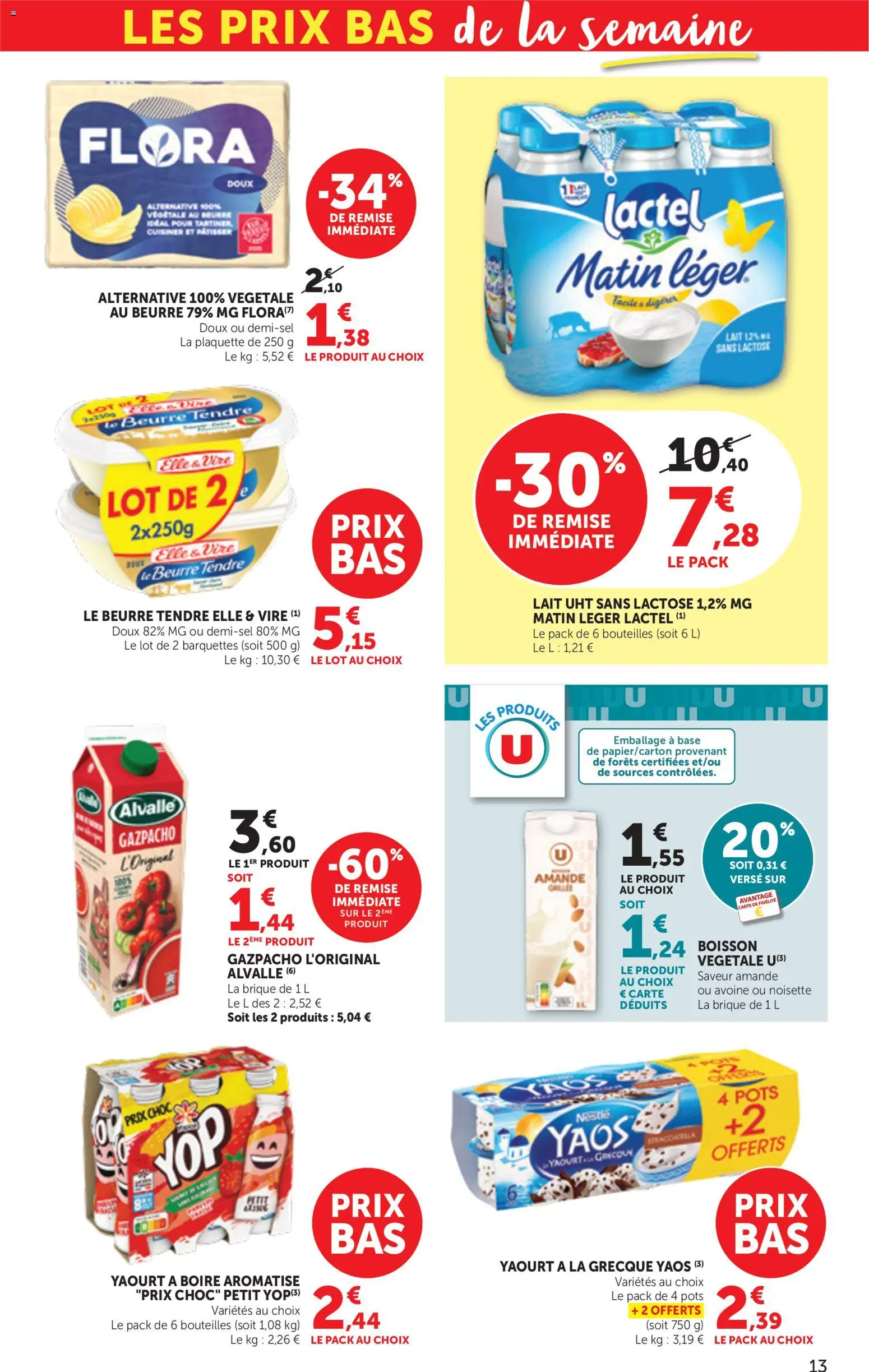 {H1} | Page: 13 | Produits: Amande, Yaourt à boire, Beurre, Yaourt