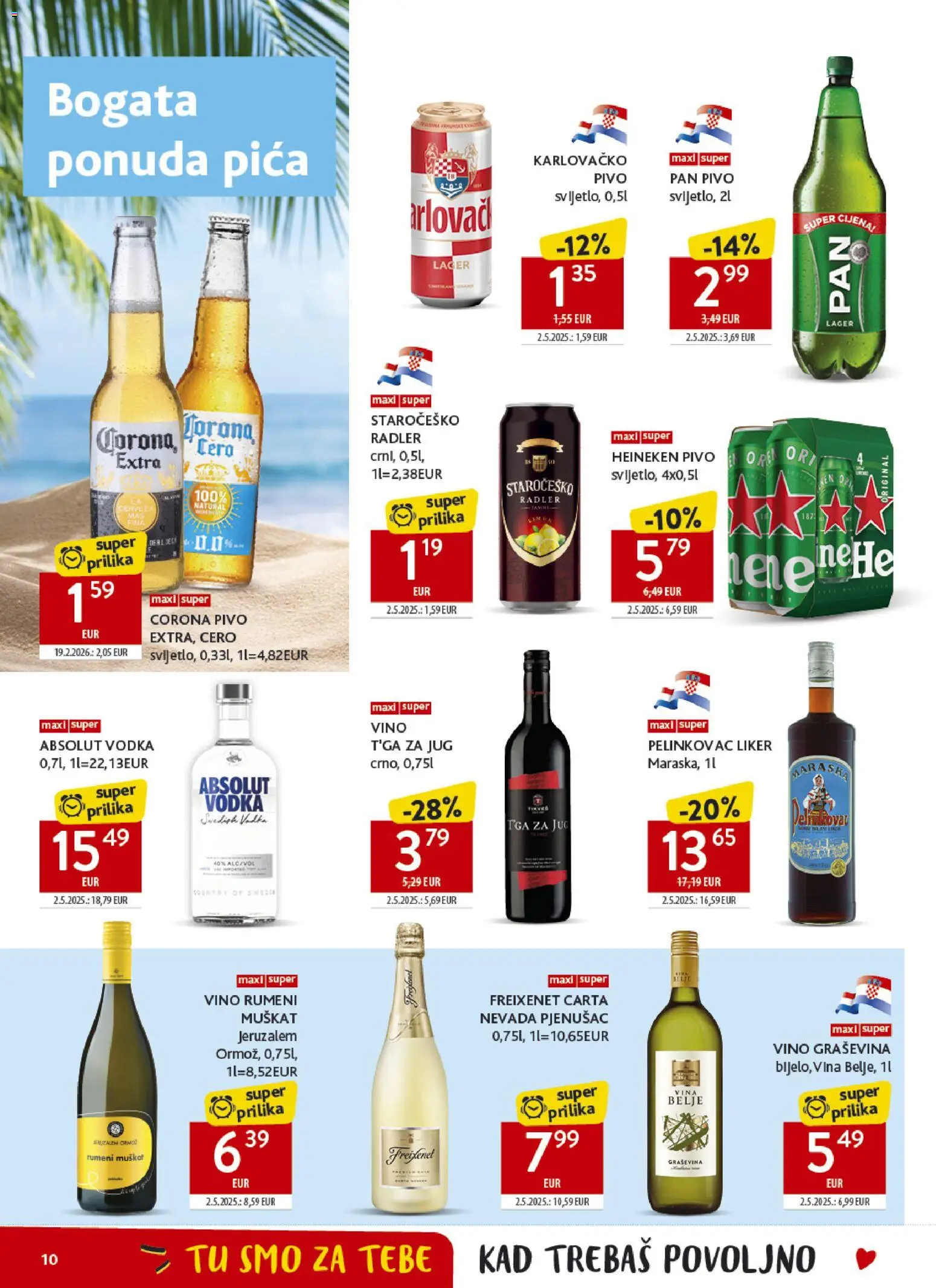 Konzum katalog | vrijedi od 15.07.2026 | Stranica: 10 | Proizvodi: Pica, Karlovačko, Heineken, Liker