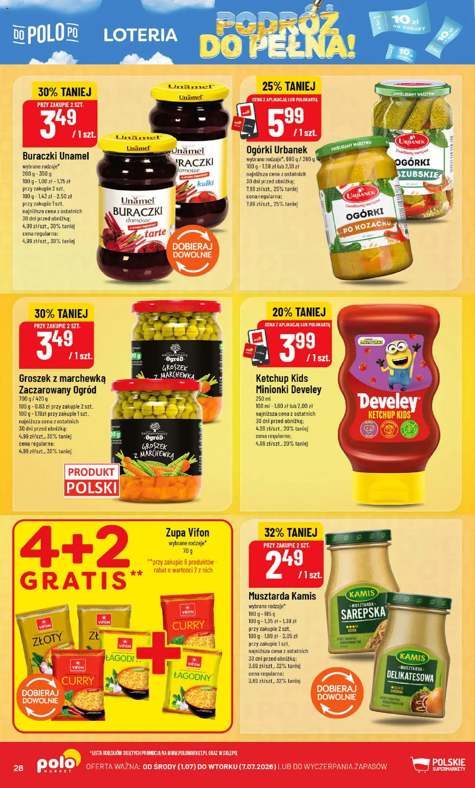POLOmarket gazetka od 01.07.2026 | Strona: 28 | Produkty: Groszek, Vifon, Marchewka, Warzywa
