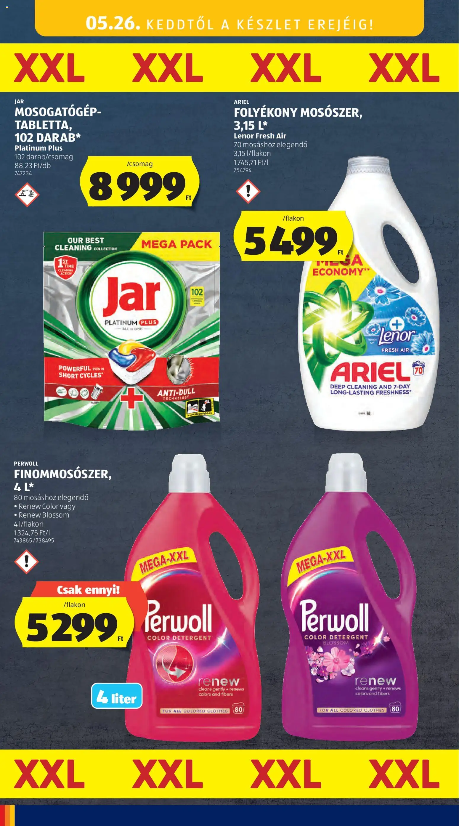 Aldi akciós ujság - amely érvényes a következő dátumtól: 21.05.2026 | Oldal: 10 | Termékek: Ariel, Perwoll, Mosogatógép