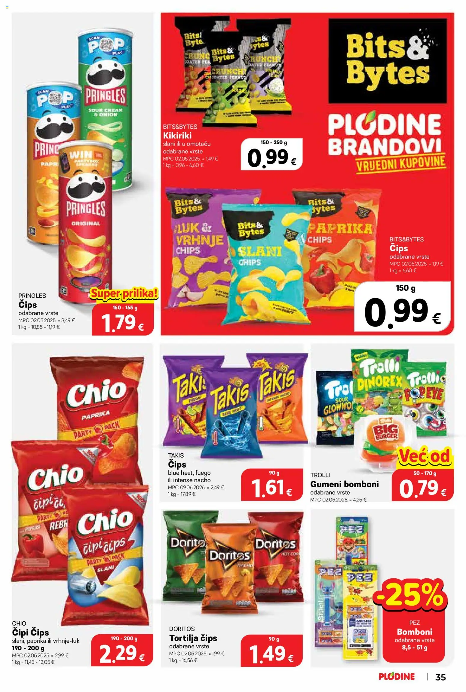 Plodine katalog | vrijedi od 06.08.2026 | Stranica: 35 | Proizvodi: Bomboni, Paprika, Čips, Kikiriki