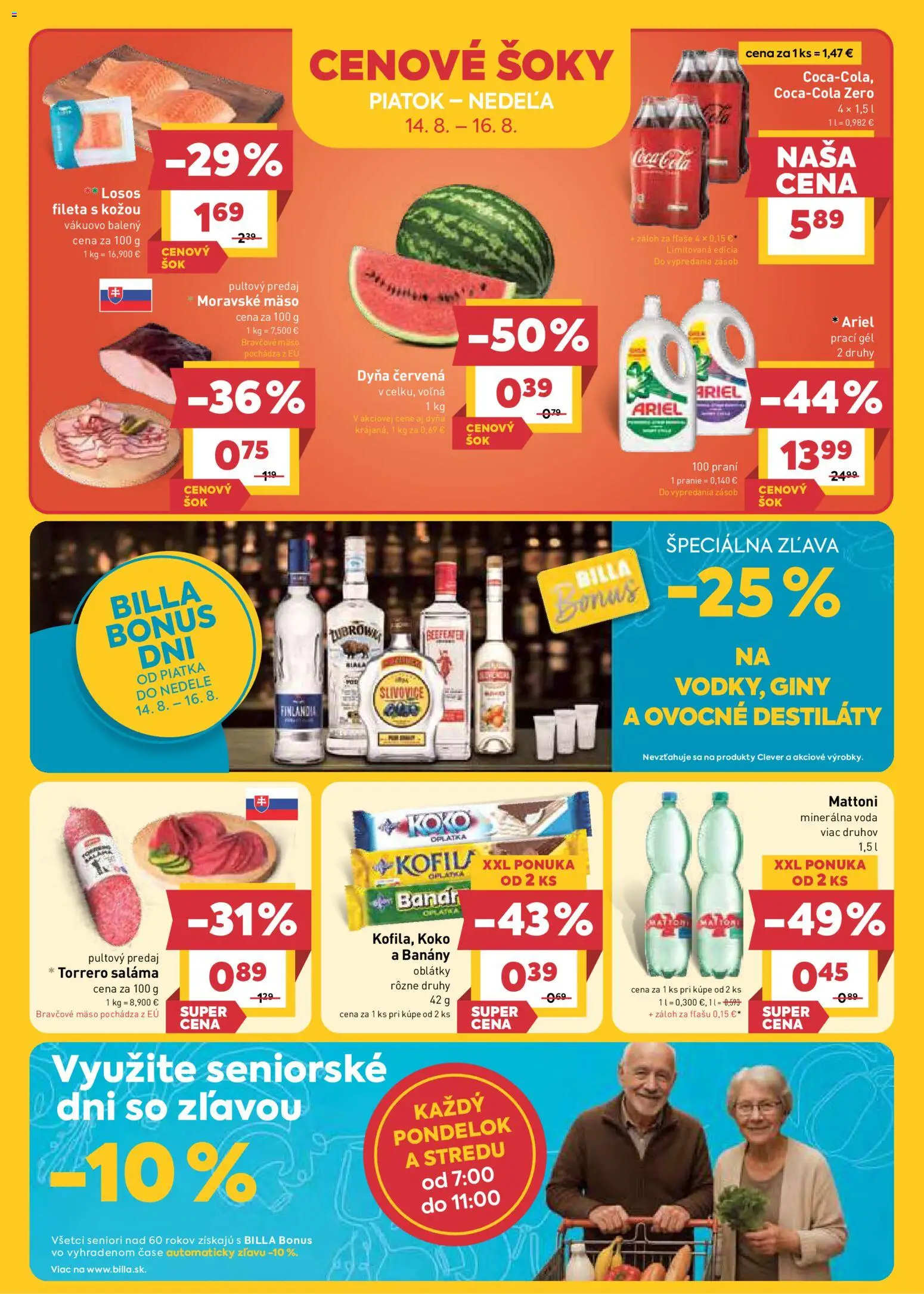 Nové Billa akcie – leták je platný od 12.08.2026 | Strana: 24 | Produkty: Beefeater, Banány, Losos, Coca cola