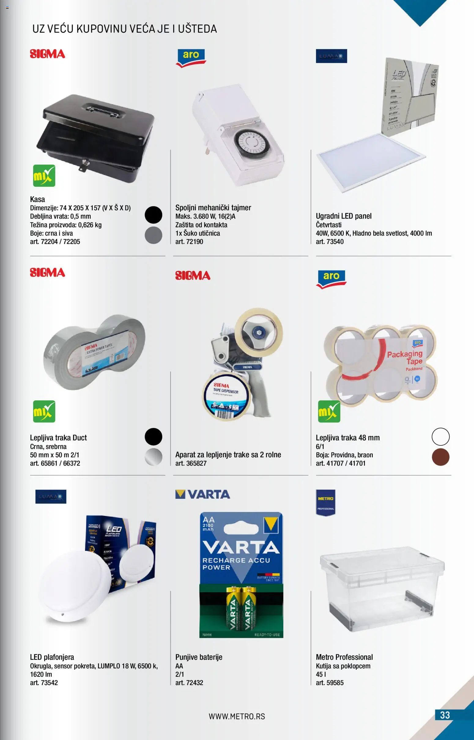 Metro katalog - važi od 01.11.2026 | Strana: 33 | Proizvode: Kaša, Utičnica, Kutija, Baterije