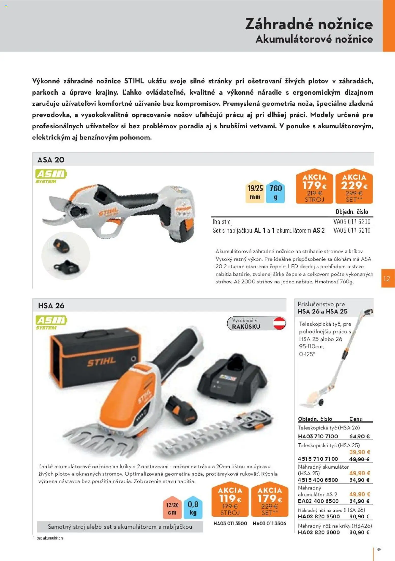 Nové STIHL akcie – leták je platný od 19.08.2026 | Strana: 85 | Produkty: Náradie, Akumulátor, Led