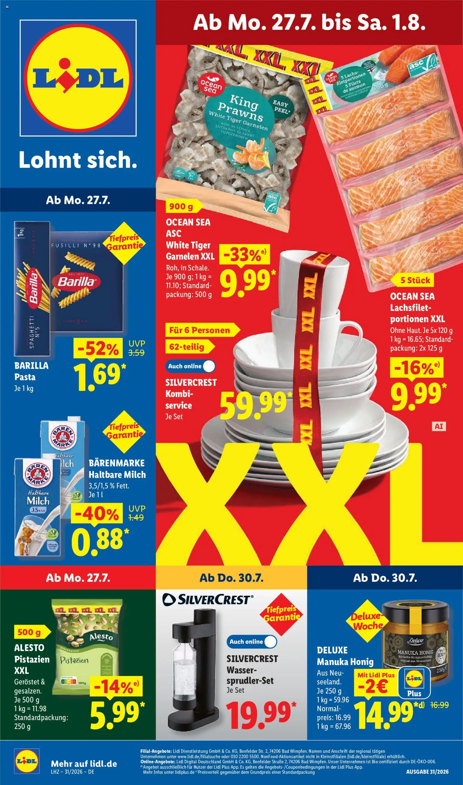 Lidl Německo leták od 27.07.2026 | Strana: 1 | Produkty: Tiger, Deluxe