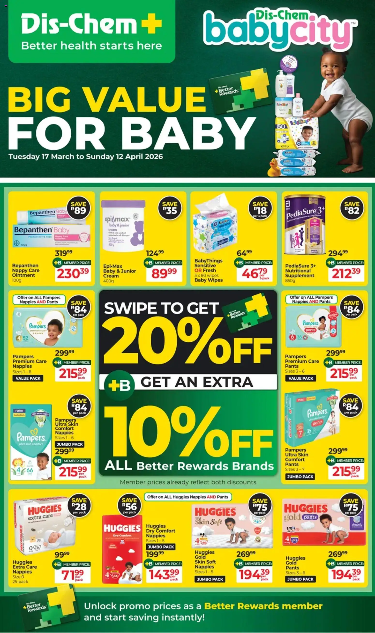 New Baby City catalogue – valid from 17.03.2026 | Page: 1 | Products: Pants, Cream, Preservative, Nappies