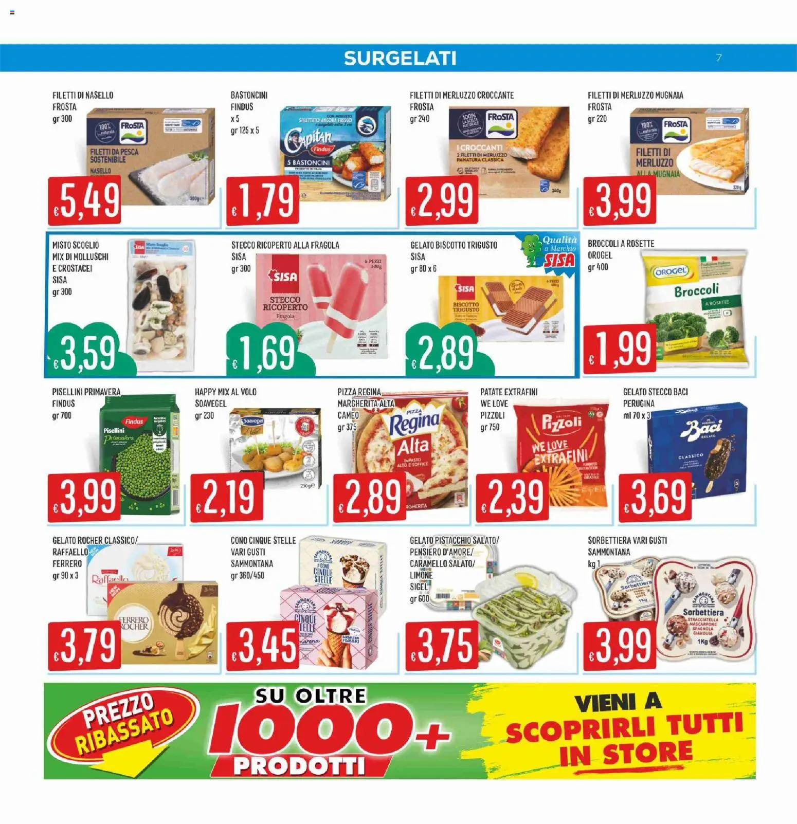 Volantino SISA del 09/07/2026 | Pagina: 7 | Prodotti: Gelato, Pesca, Nasello, Stracciatella