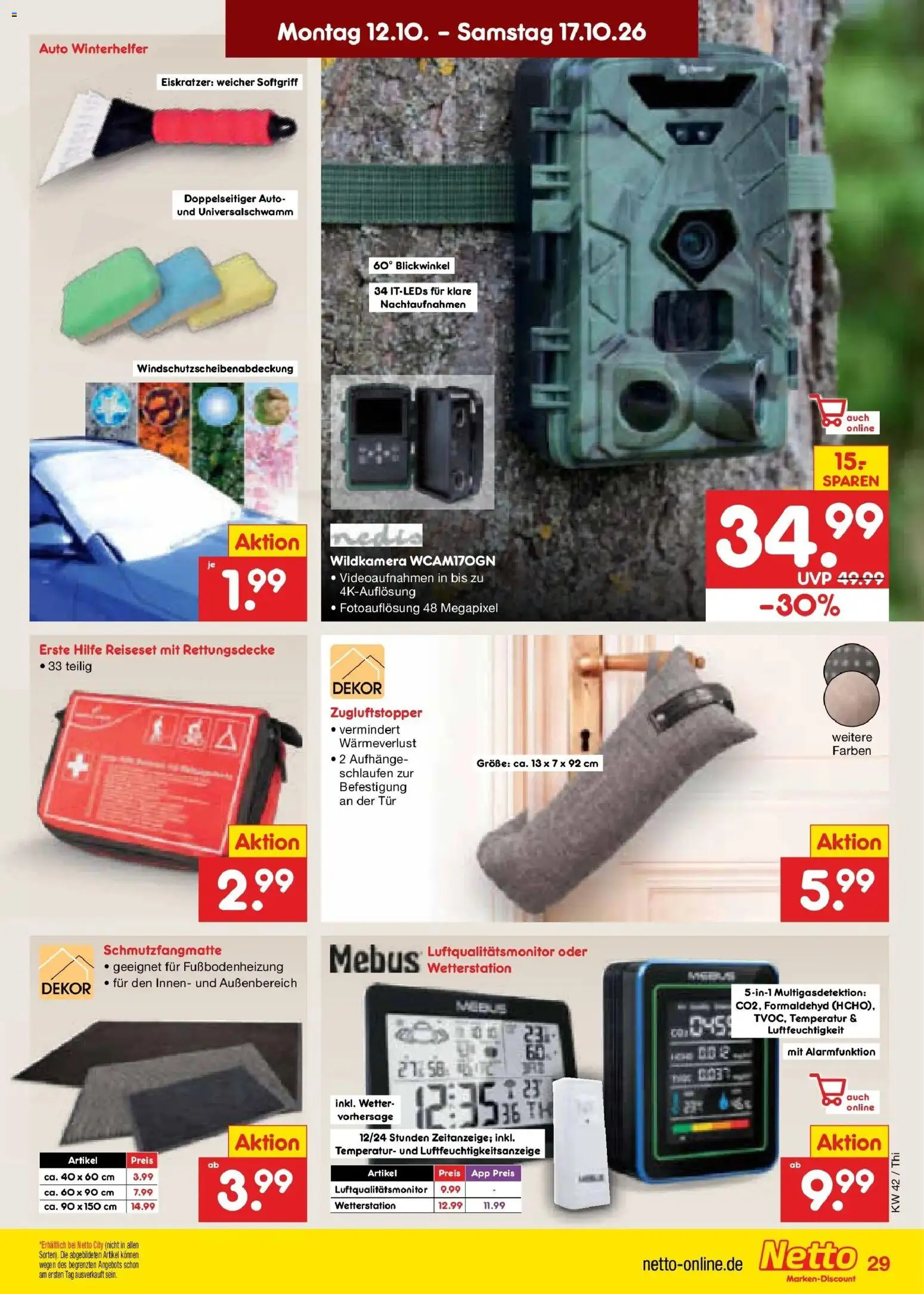 Netto Marken-Discount Prospekt Thiendorf – gültig ab 12.10.2026 | Seite: 39 | Produkte: Wetterstation, Tür, Schmutzfangmatte