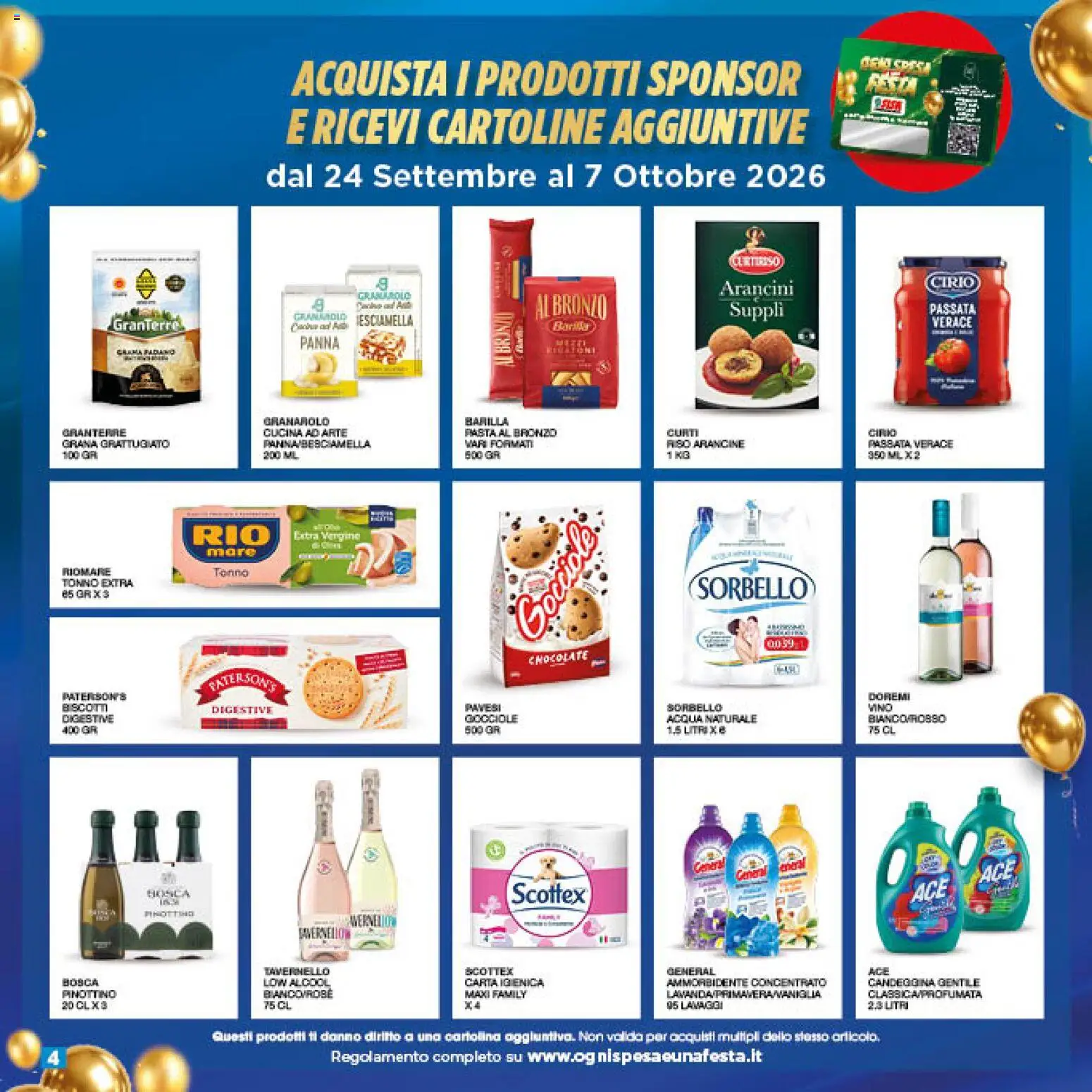 Volantino SISA del 24/09/2026 | Pagina: 4 | Prodotti: Ammorbidente, Panna, Vino, Barilla