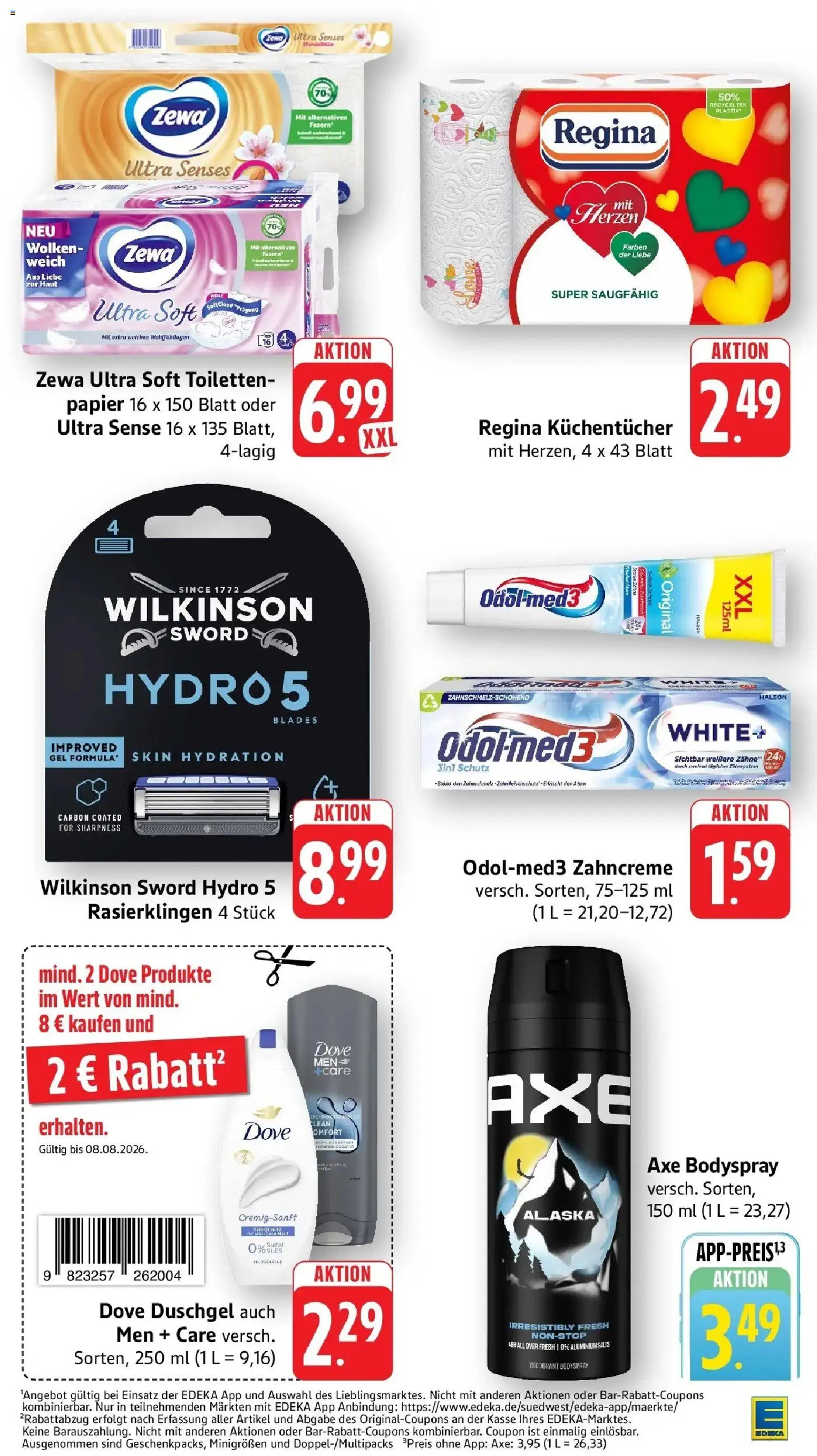 Edeka Prospekt Calw (ab 03.08.2026) » Angebote Online | Seite: 30 | Produkte: Zewa, Duschgel, Axe
