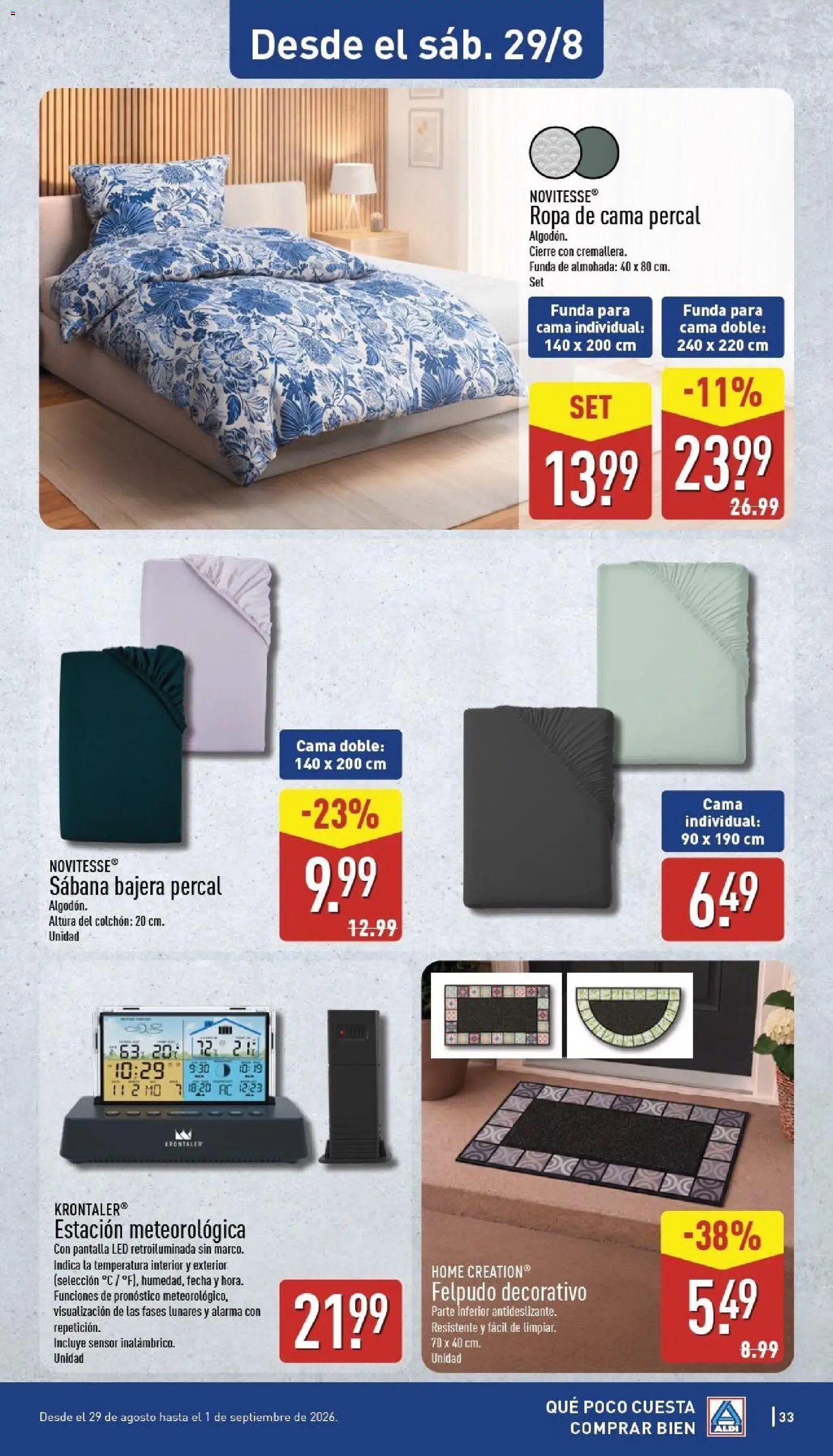 Aldi folleto Canarias │ válido desde el 24/08/2026 | Página: 33 | Productos: Colchon, Ropa, Funda, Ropa de cama