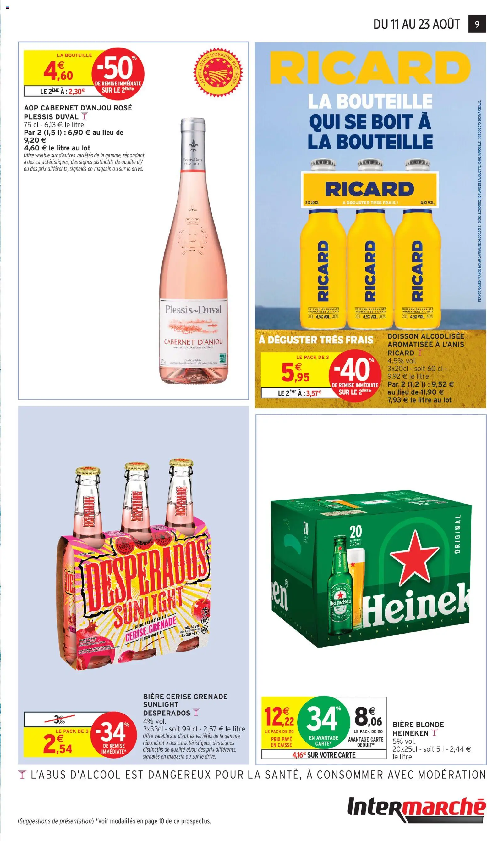 {H1} | Page: 9 | Produits: Ricard, Bière blonde, Bière, Heineken