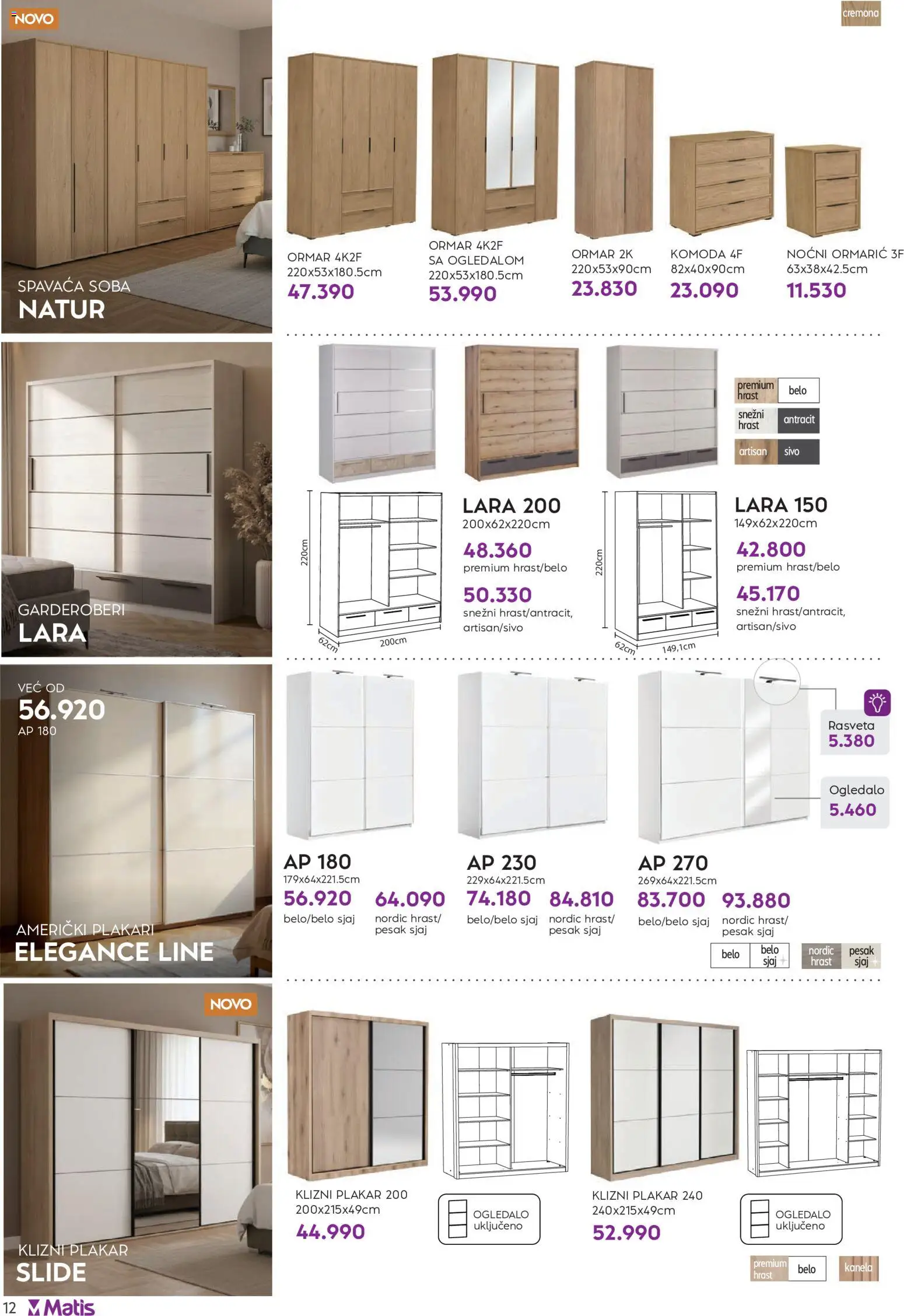 Matis katalog - važi od 01.07.2026 | Strana: 12 | Proizvode: Komoda, Noćni ormarić, Ormar, Ogledalo