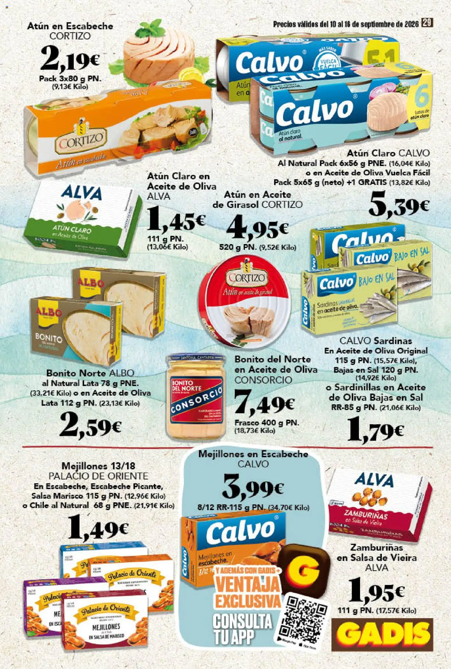 Gadis folleto │ válido desde el 10/09/2026 | Página: 29 | Productos: Aceite de oliva, Sardinas, Sal, Atún claro