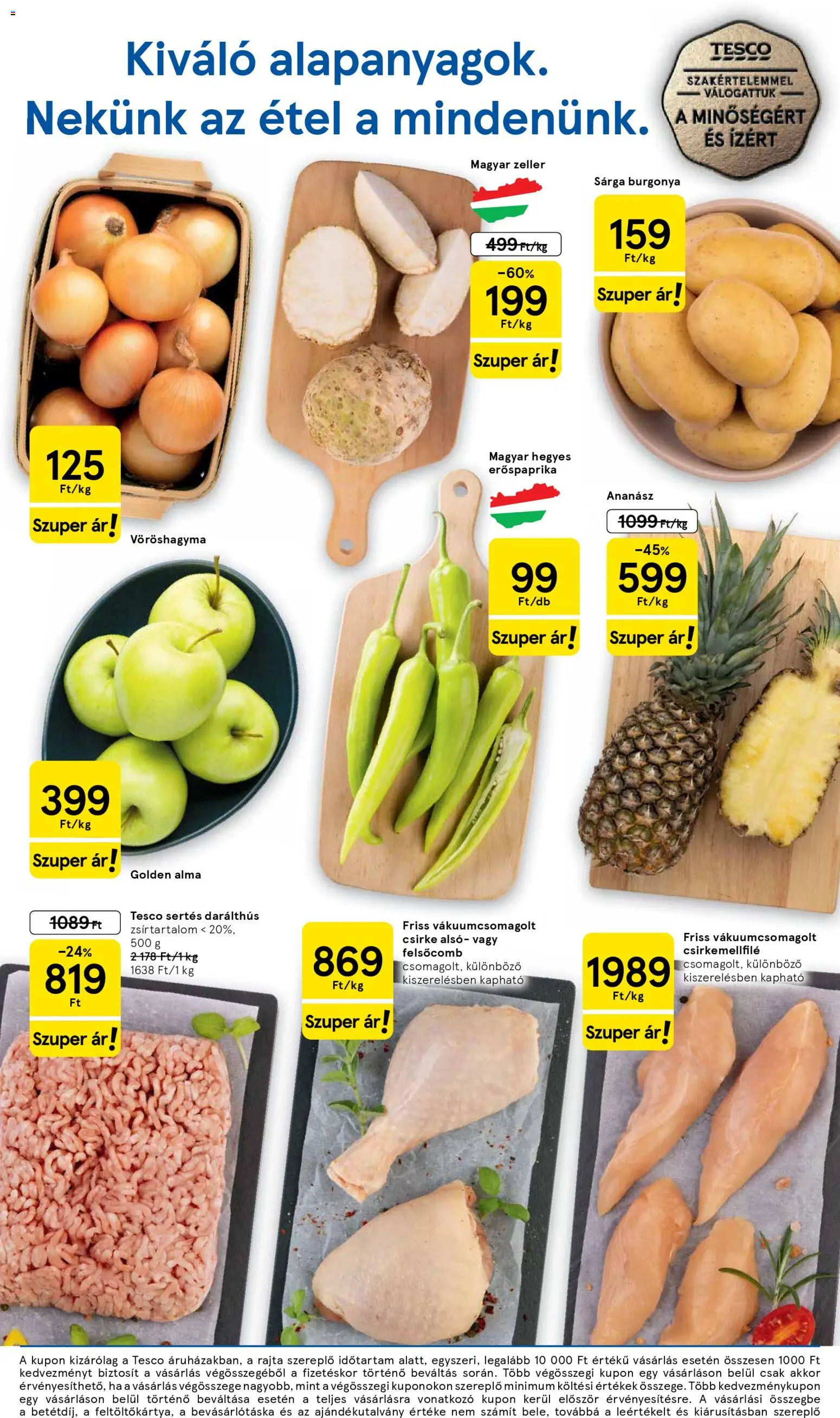 Tesco akciós ujság - amely érvényes a következő dátumtól: 07.04.2026 | Oldal: 2 | Termékek: Burgonya, Vöröshagyma, Alma, Ananász