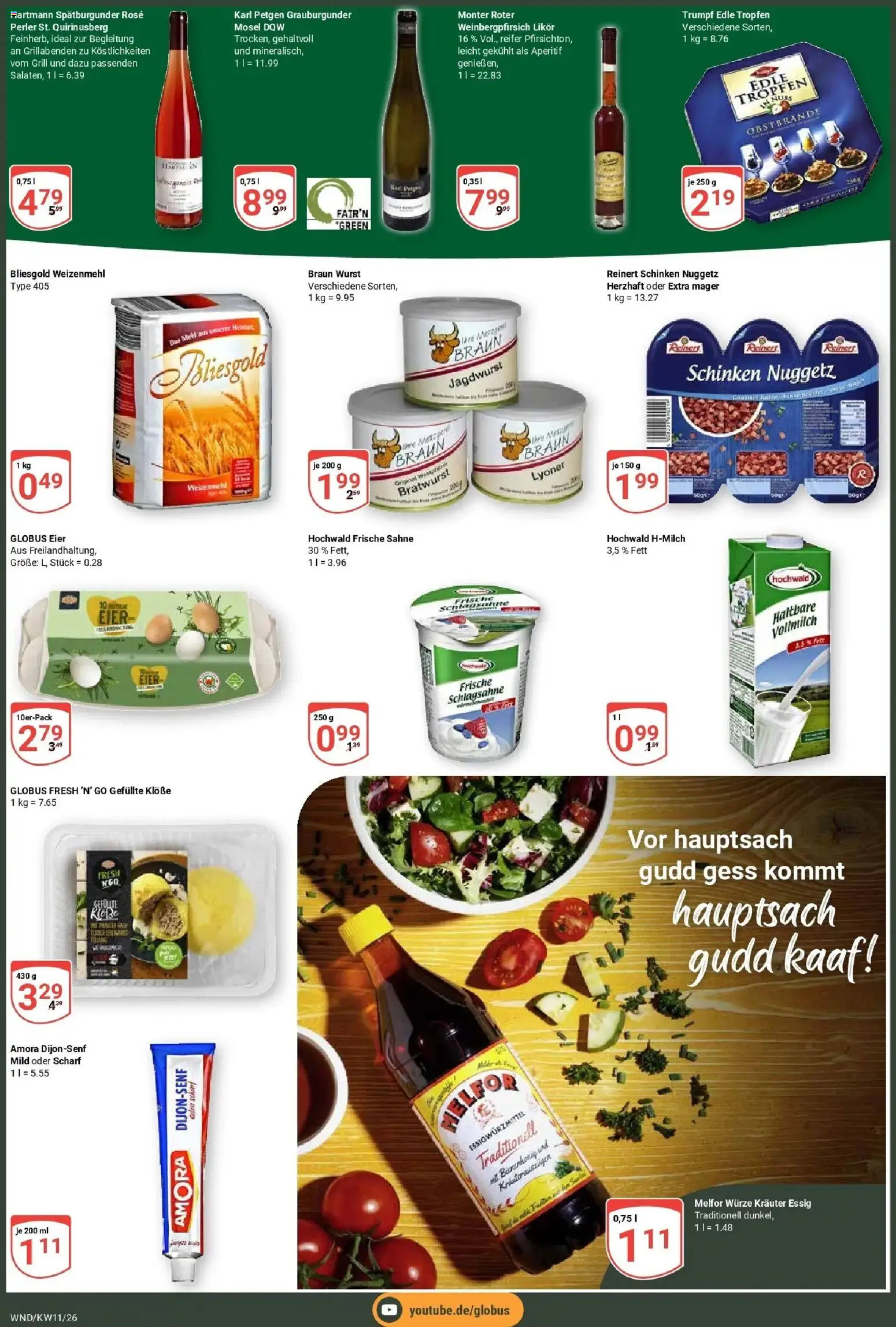 Globus prospekt St. Wendel	 – gültig ab 09.03.2026 | Seite: 2 | Produkte: Schlagsahne, Eier, Bratwurst, Weizenmehl