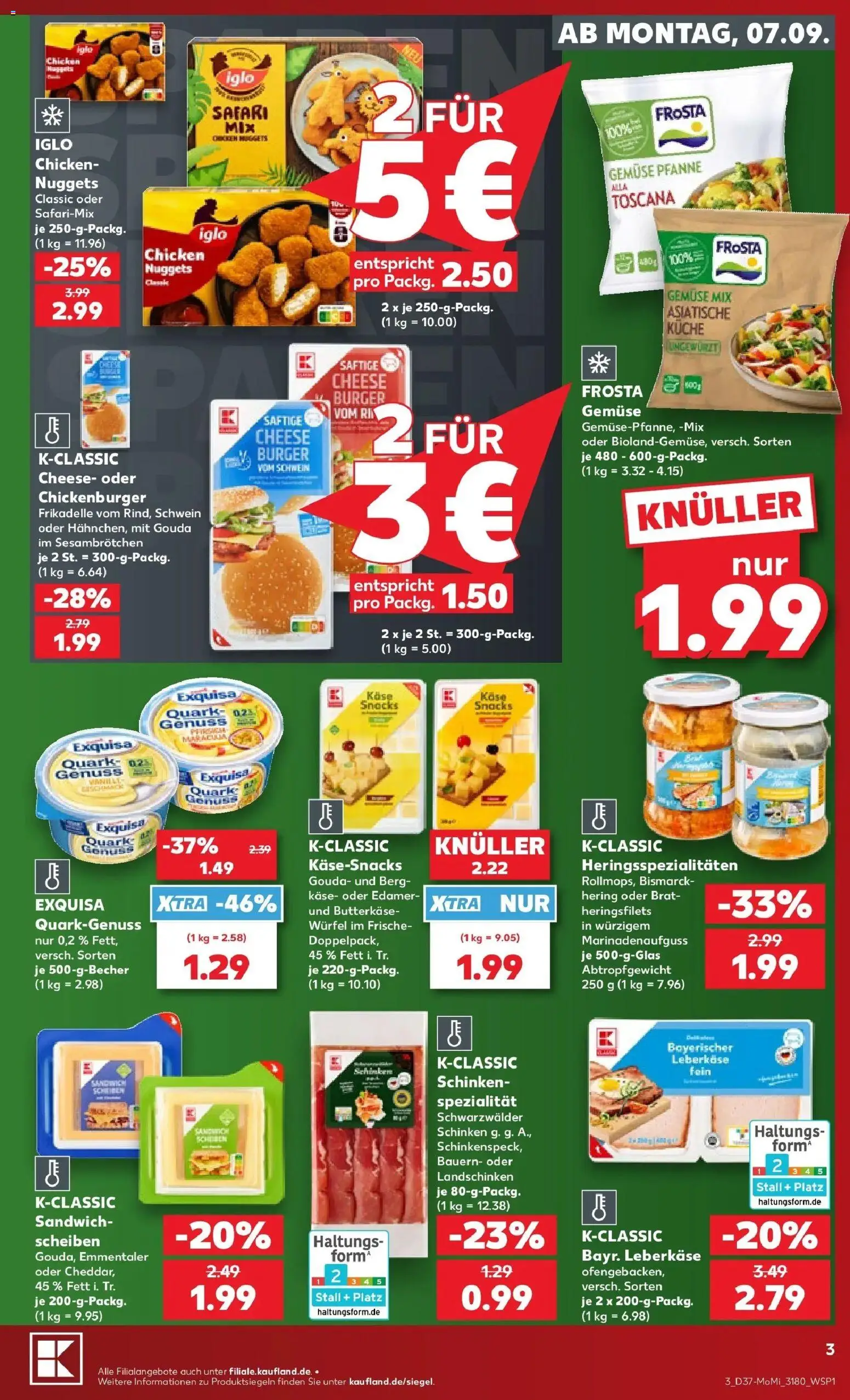 Prospekt Kaufland ab 07.09.2026 » Angebote Online zum Blättern | Seite: 3 | Produkte: Hering, Käse, Küche, Leberkase