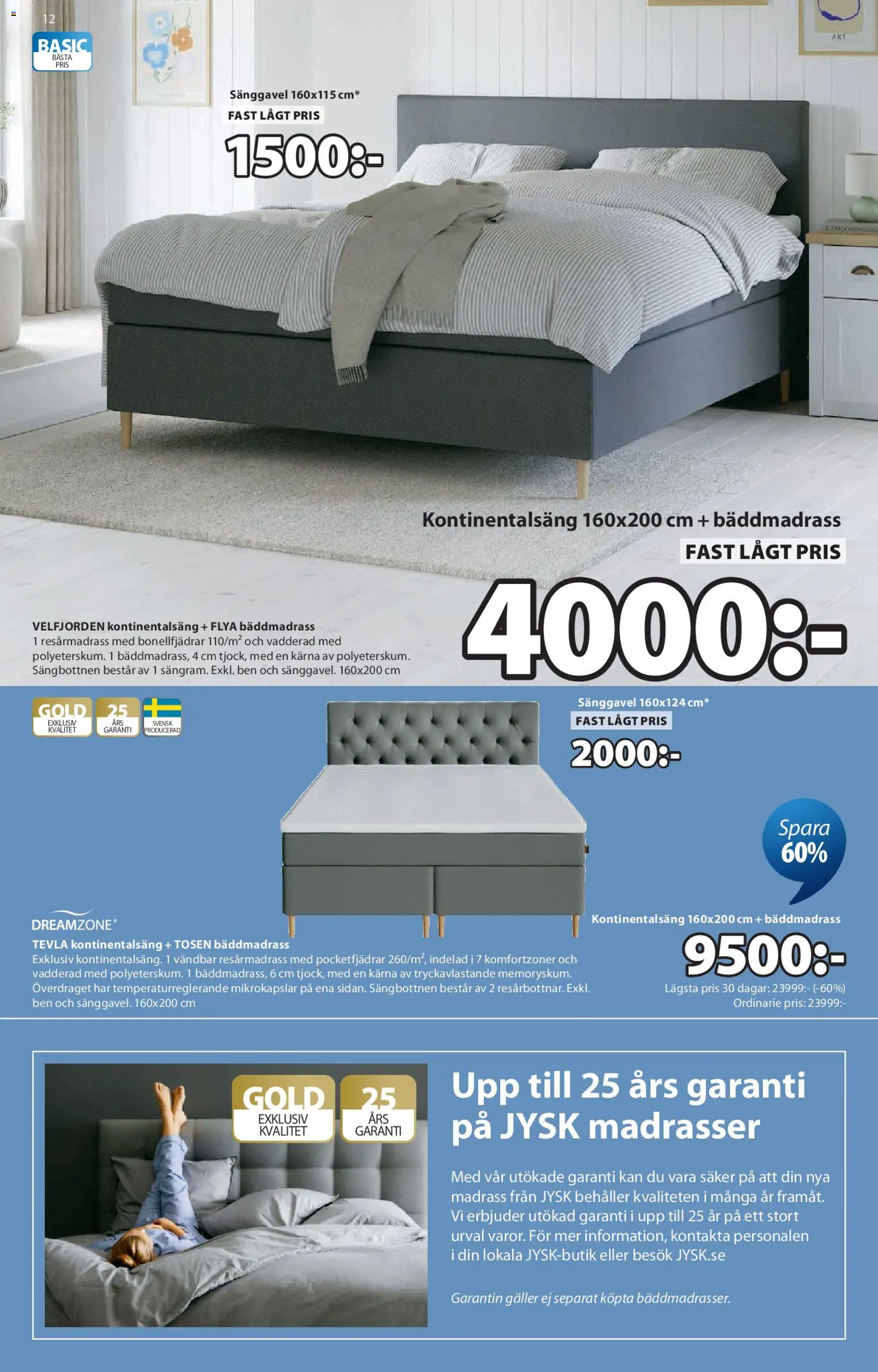 JYSK reklamblad aktuell från 07/09/2026 | Sida: 12 | Produkter: Bäddmadrass, Madrasskydd, Resårmadrass, Madrass