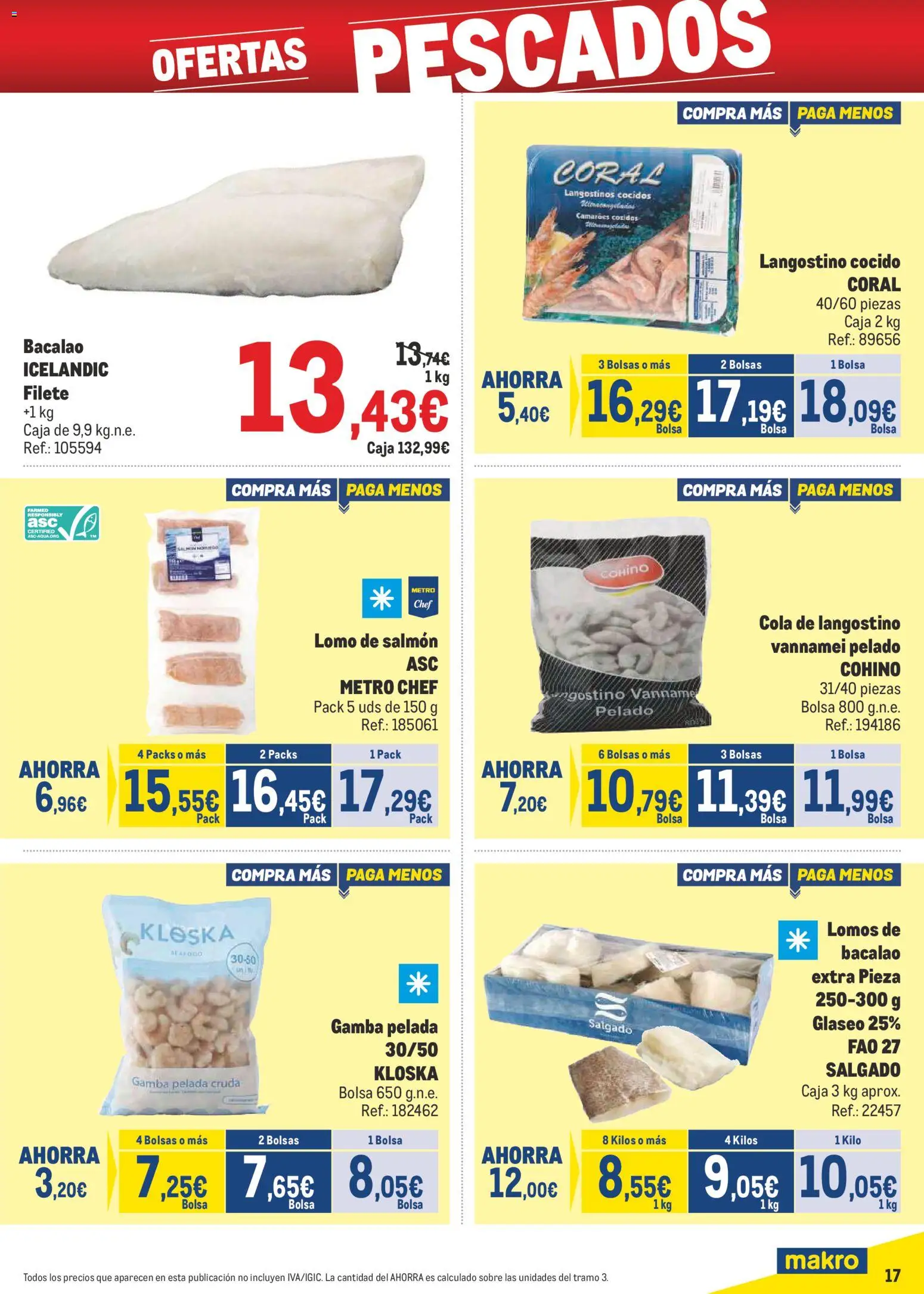 Makro - Precios Norte II │ válido desde el 09.03.2026 | Página: 17 | Productos: Bolsa, Filete, Caja, Langostino