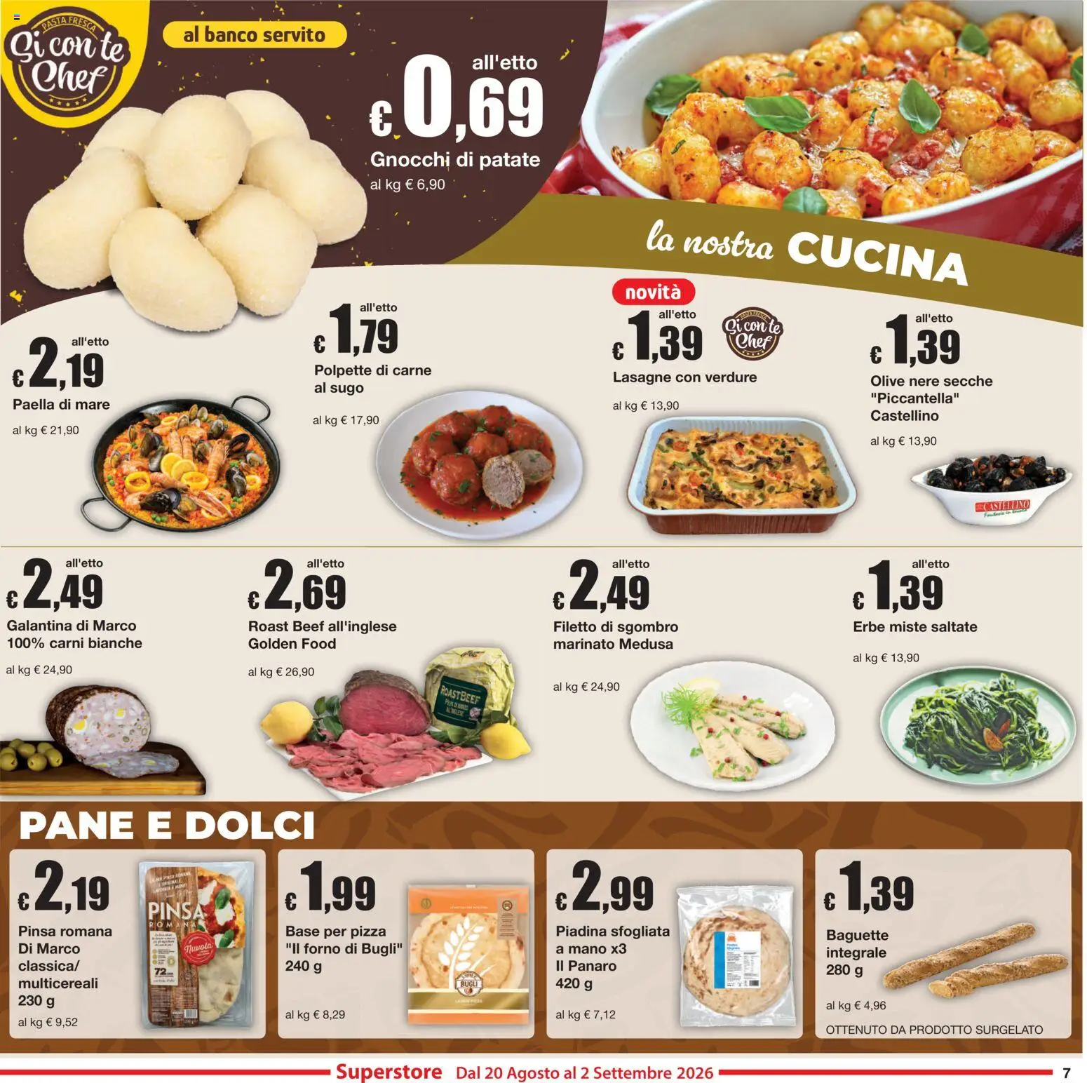Volantino Sì con Te del 20/08/2026 | Pagina: 7 | Prodotti: Verdure, Olive, Polpette, Lasagne