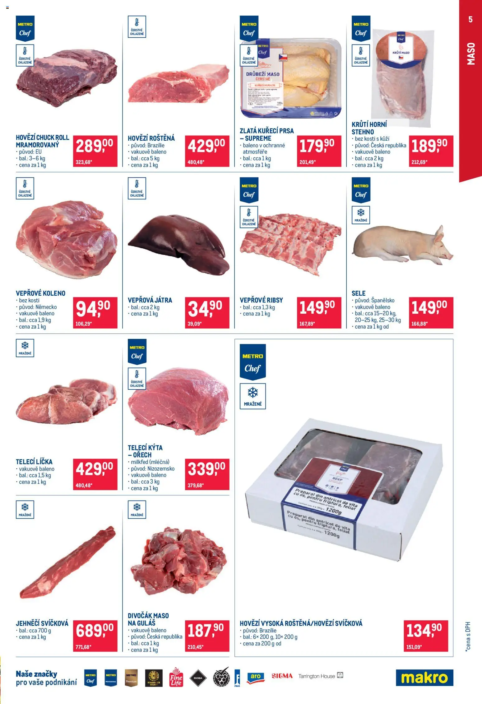 Makro leták - Gastronomie od 29.07.2026 | Strana: 5 | Produkty: Vepřové koleno, Vepřová játra, Maso, Krůtí maso