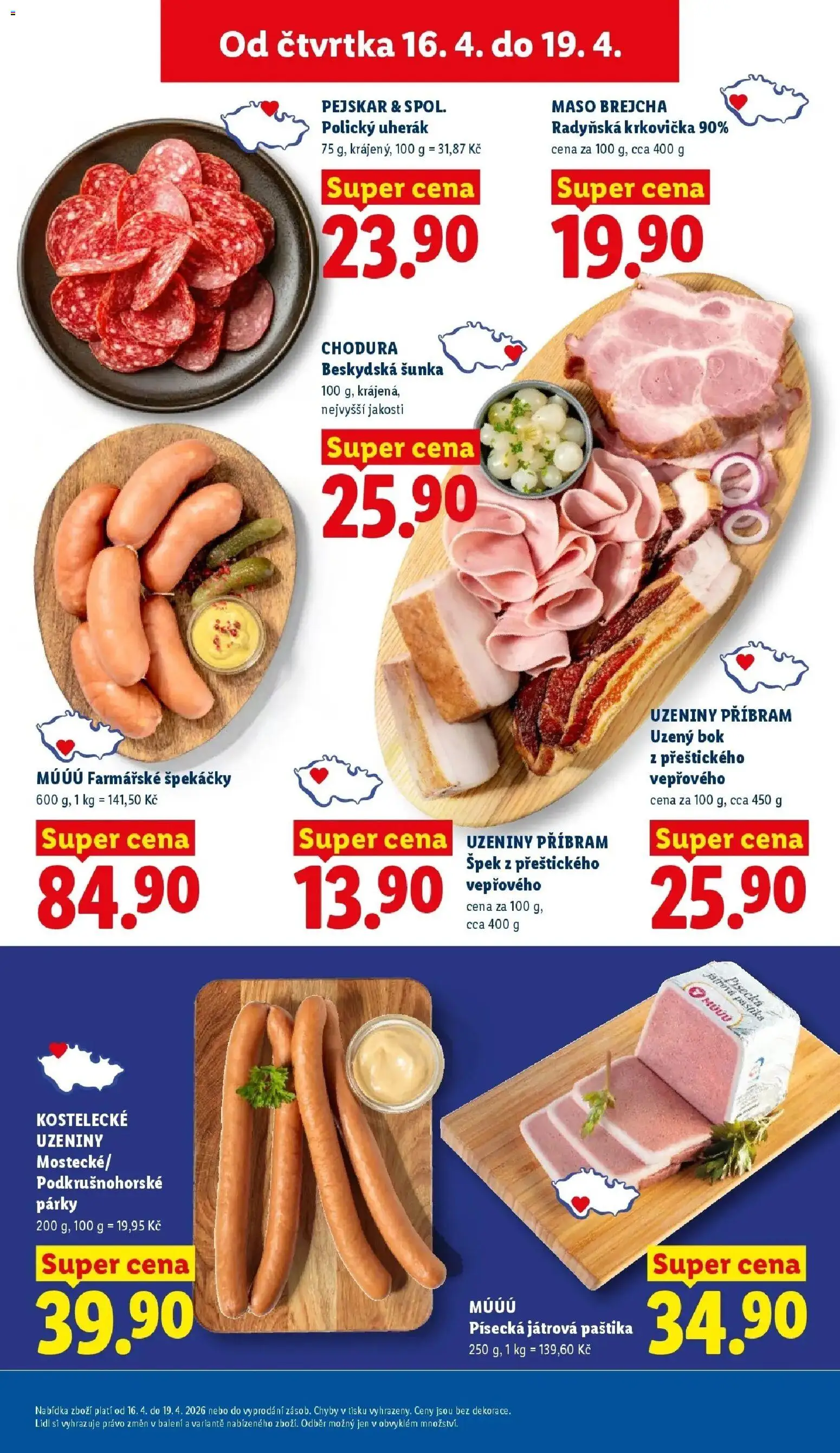 Lidl aktuální leták od 16.04.2026 | Strana: 15 | Produkty: Šunka, Párky, Maso, Paštika