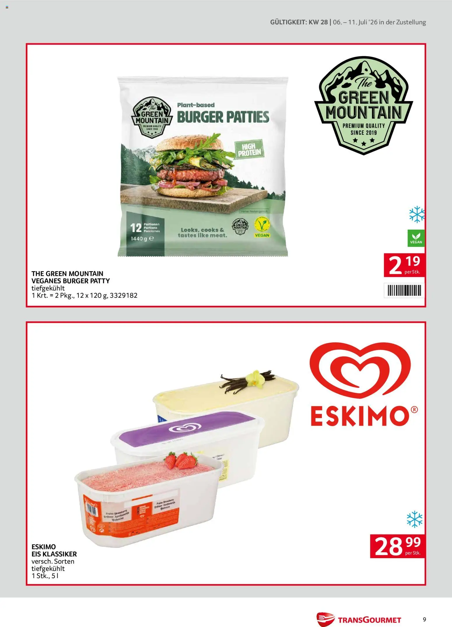 Transgourmet Zustellaktion gültig ab 06.07.2026 | Seite: 9 | Produkte: Eis