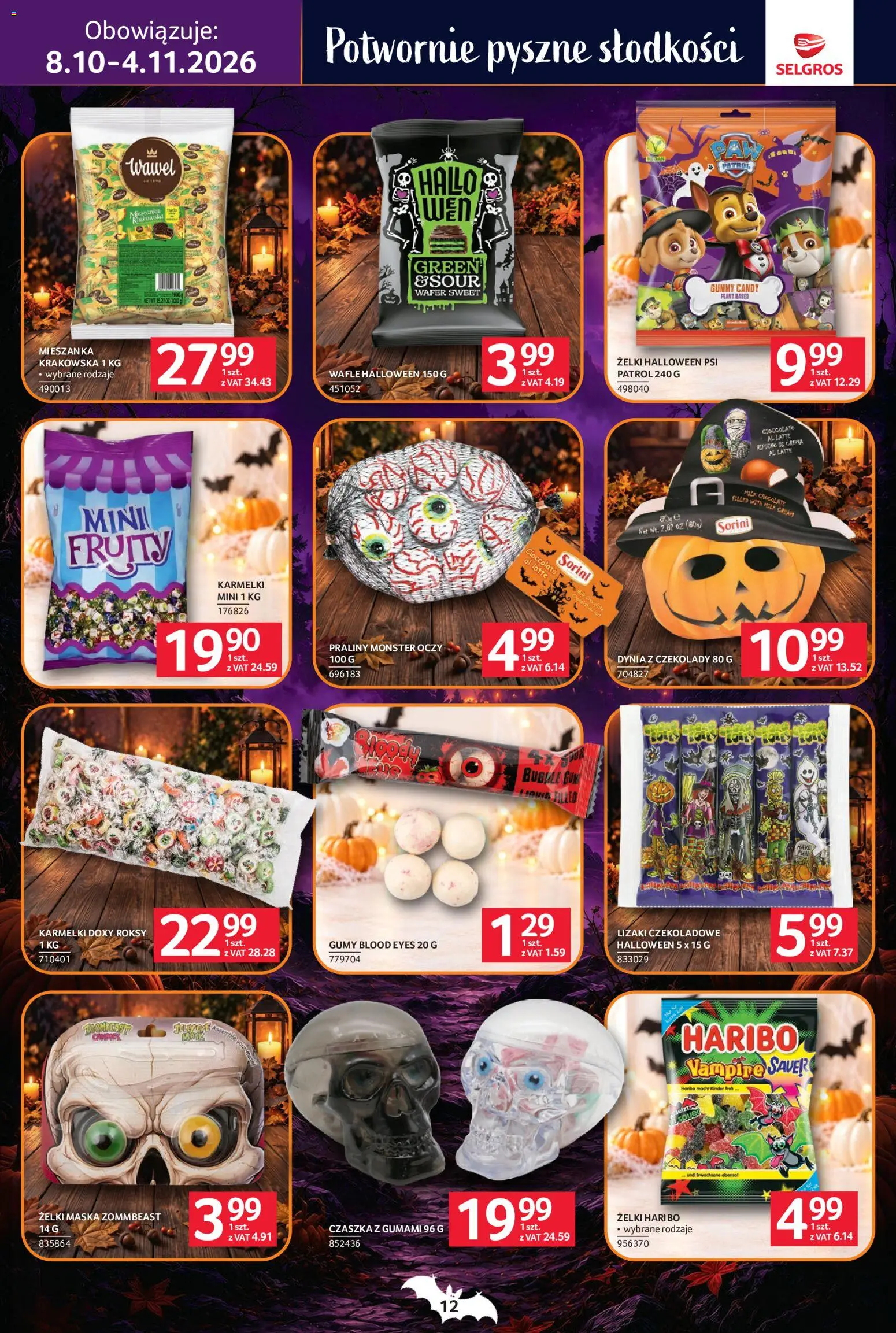 Selgros cash&carry gazetka - Halloween od 08.10.2026 | Strona: 12 | Produkty: Czekolady, Dynia, Wafle, Gumy