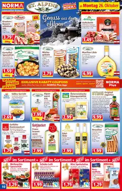 Norma Flugblatt ab 26.10.2026 gültig | Seite: 10 | Produkte: Pfirsich, Speck, Gebäck, Schokolade
