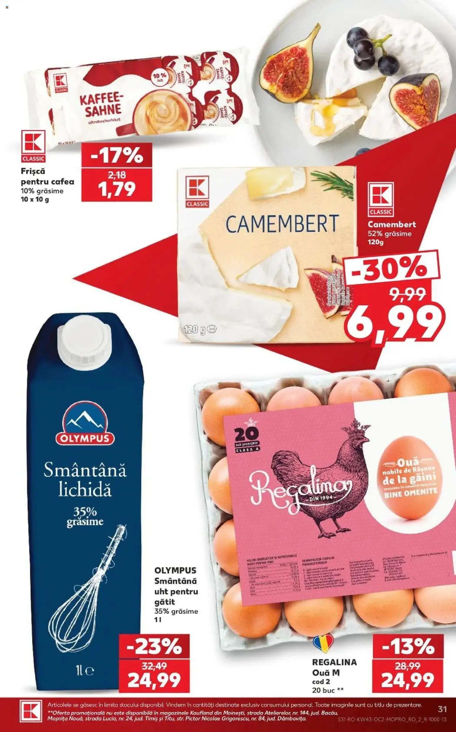 Kaufland Satu Mare 21.10.2026 - Revista si Oferta | Pagină: 31 | Produse: Ouă, Cafea, Frișcă, Smântână