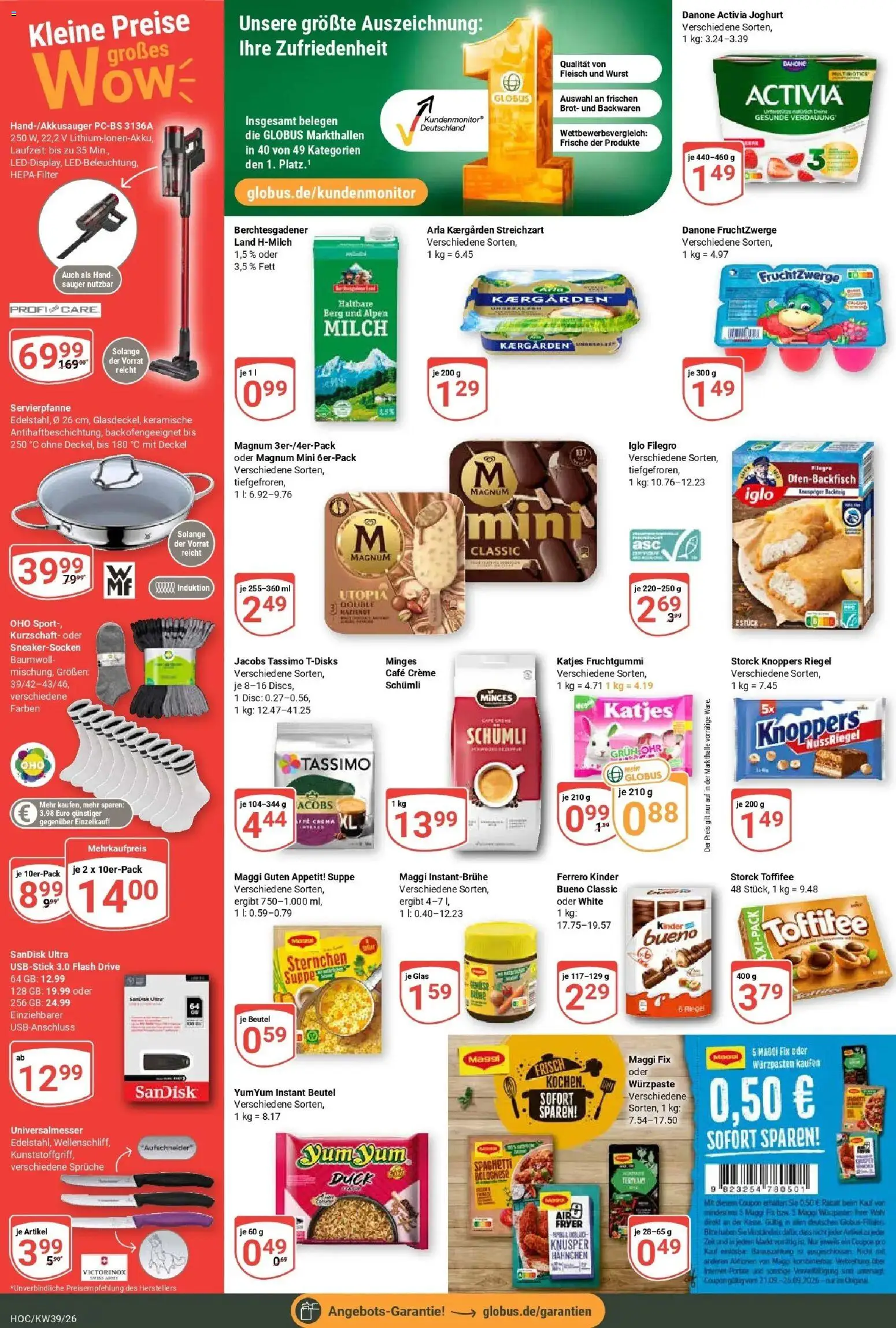 Globus Prospekt Hockenheim (ab 21.09.2026) » Angebote online | Seite: 4 | Produkte: Maggi, Milch, Toffifee, Brot